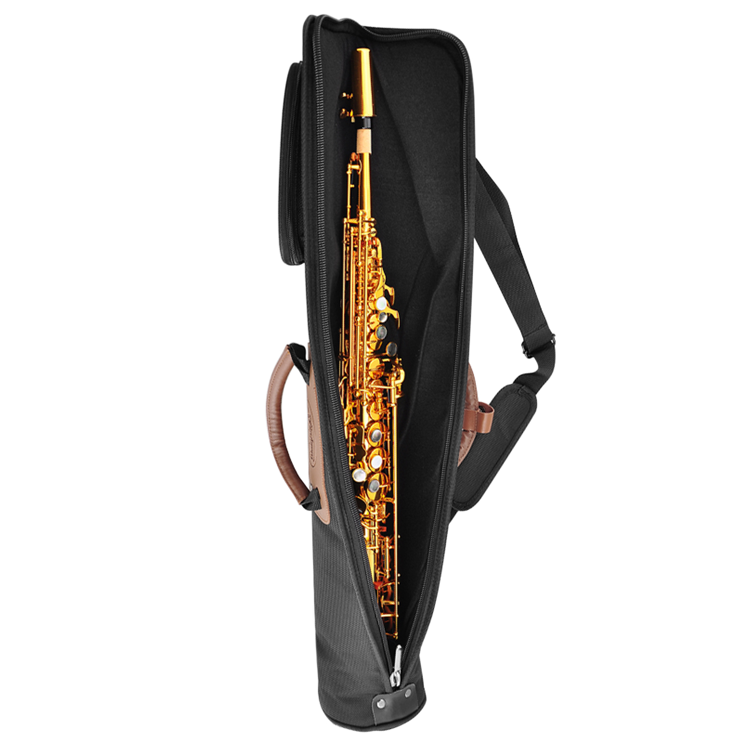 Soprano Saxophone Case, Sax Gig Bag Backpack w/ Strap, Leather Handles