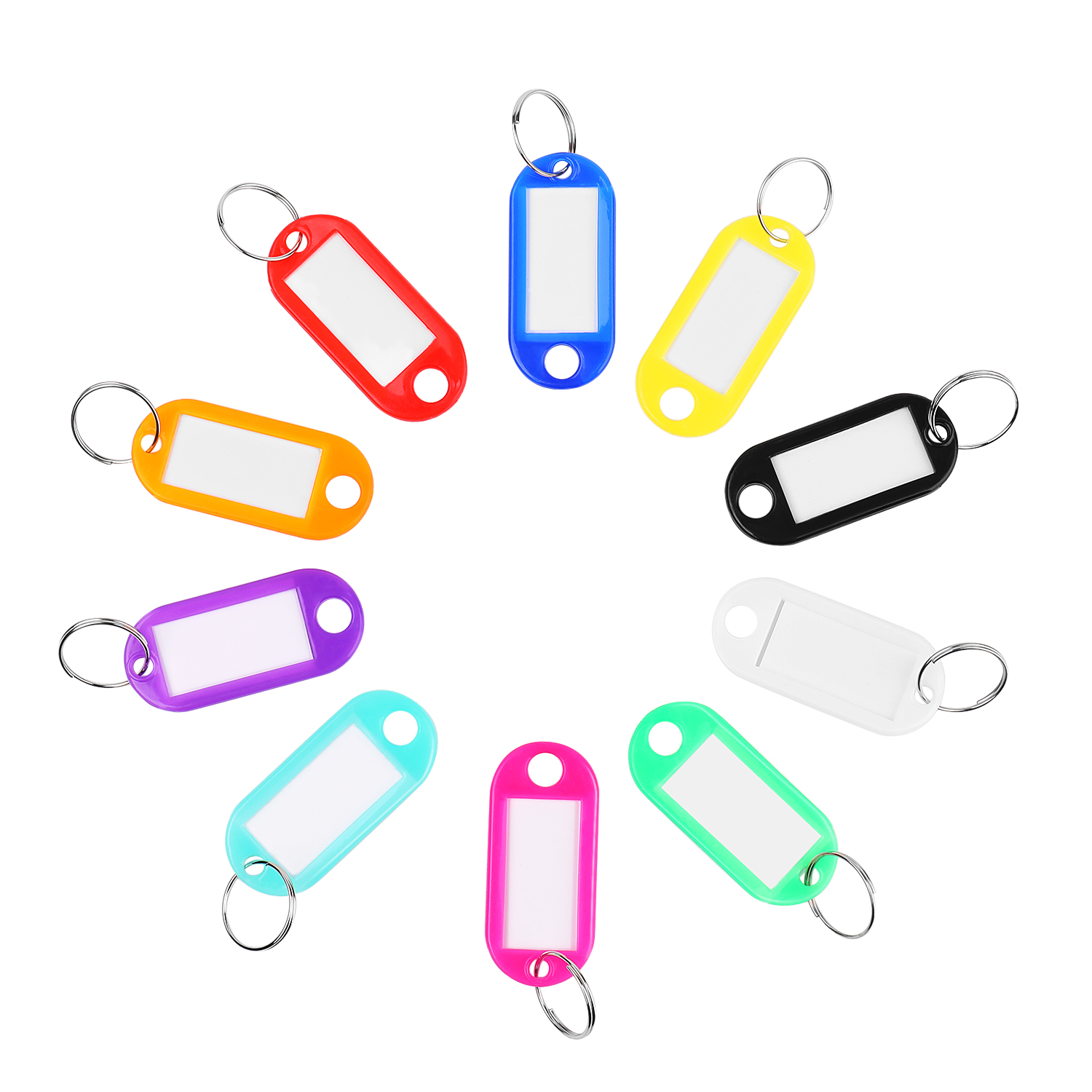 Key Tags (40 pack) Plastic Label w/ Key Ring, Blank Paper Card