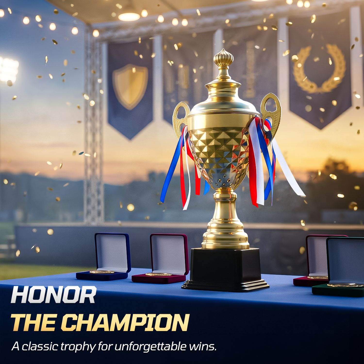 Gold Trophy Award - 14.5 Inch Large Trophy Cup for Awards, Sports, Competitions, Tournaments, & Parties, Perfect Gift for Champion Winners & League Achievements