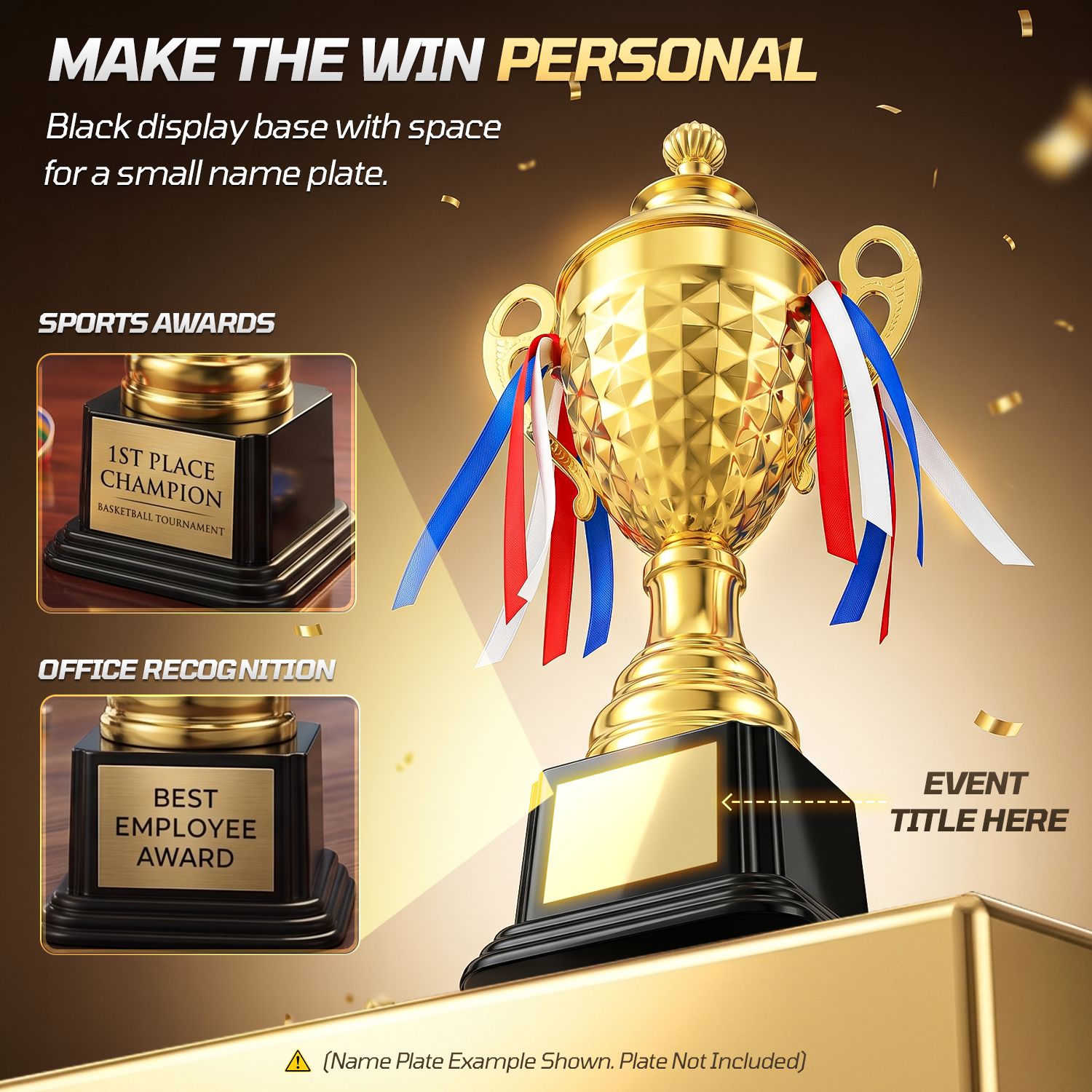 Gold Trophy Award - 14.5 Inch Large Trophy Cup for Awards, Sports, Competitions, Tournaments, & Parties, Perfect Gift for Champion Winners & League Achievements