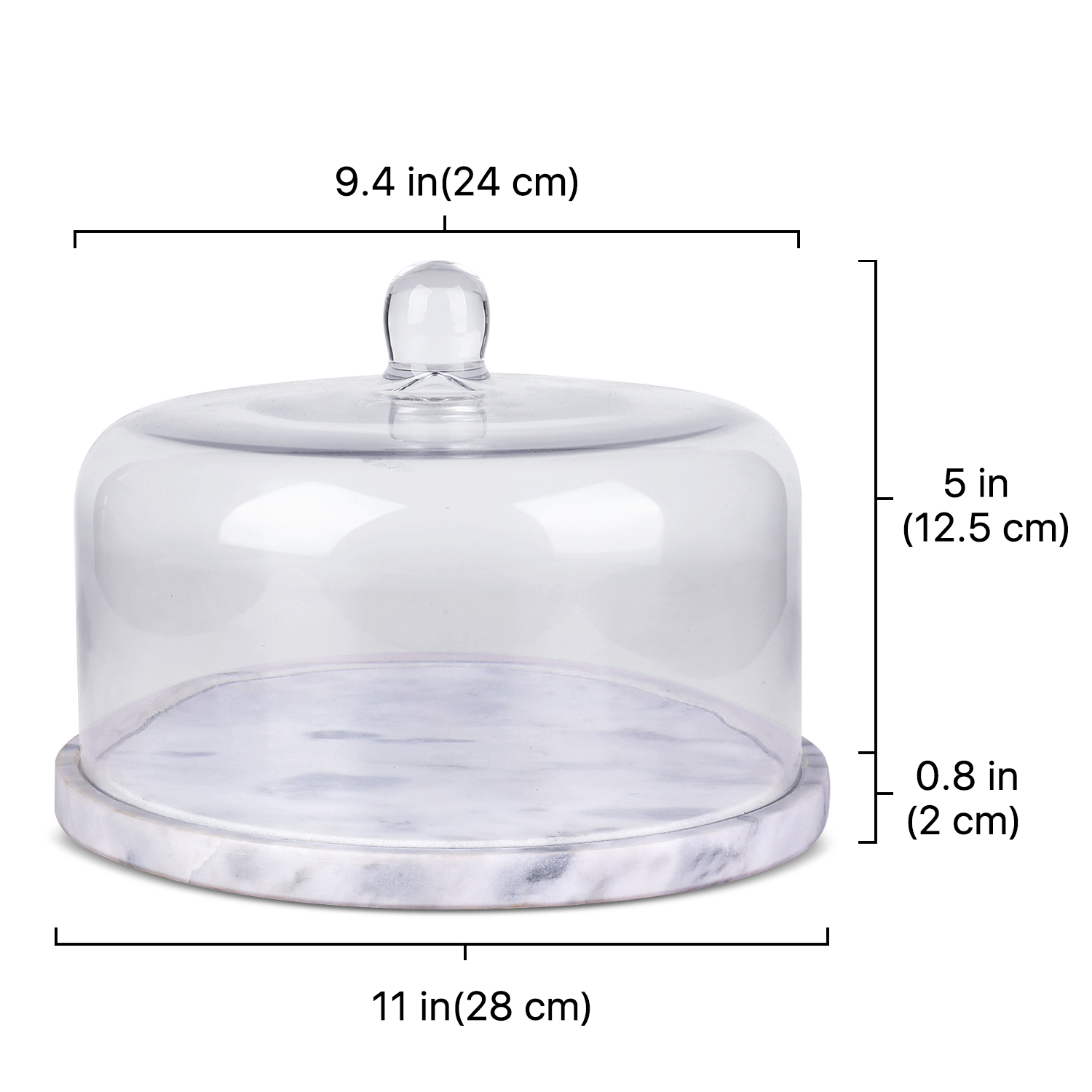 Marble Cake Stand w/ Glass Cover Dome, Multifunctional Serving Platter ...