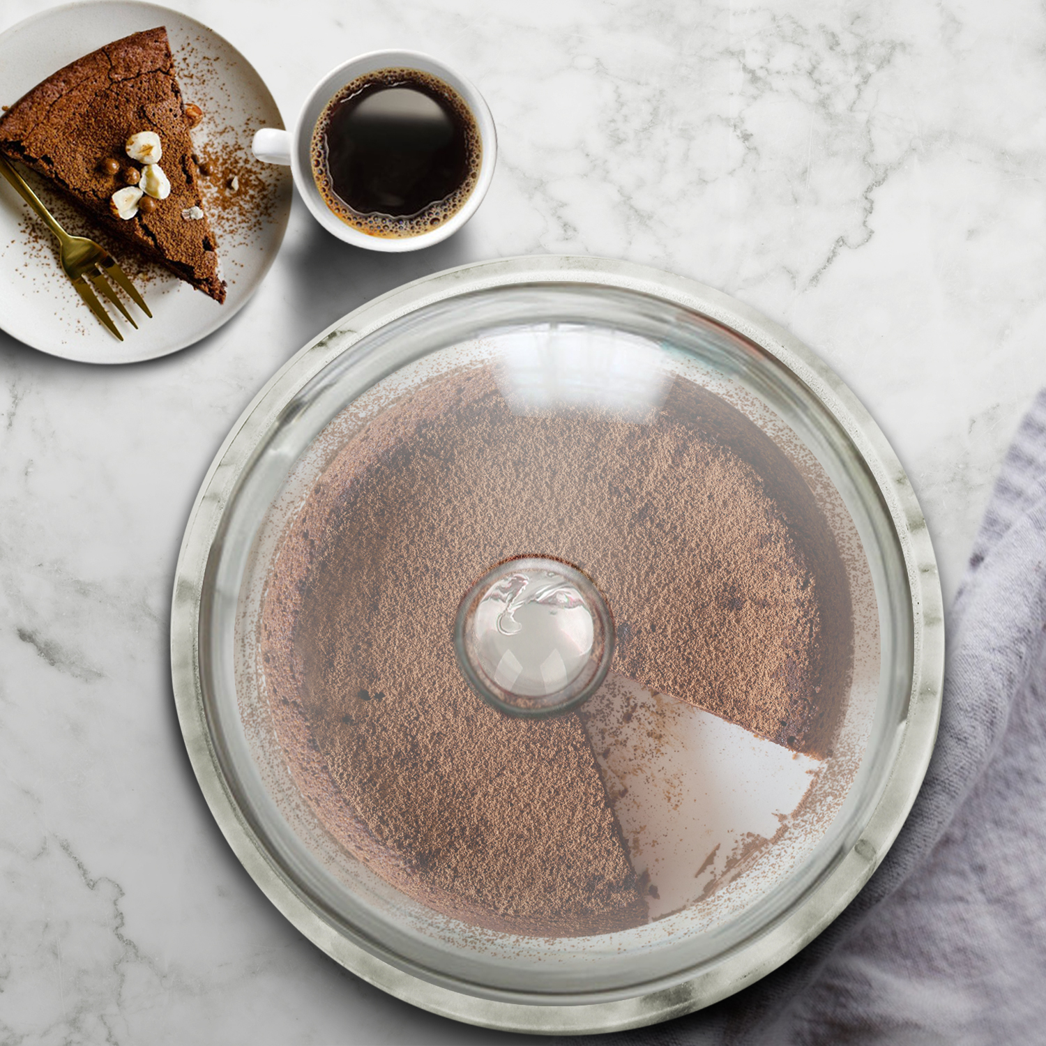 Marble Cake Stand w/ Glass Cover