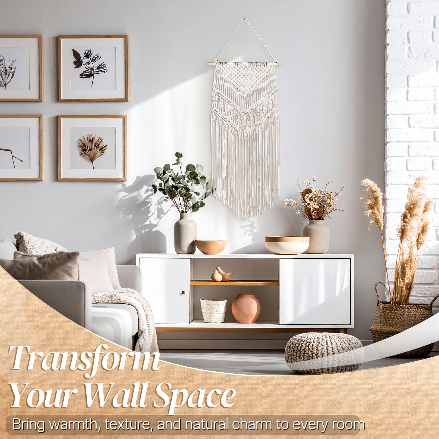 Fits Any Room - The Wall Hanging Bunting/Banner Tapestry Art adds dimension and complements any space in your home. Bringing a bohemian folk, rustic, and vintage style to your walls. Can be placed alone also goes great with rattan mirrors and other macrame decorative items