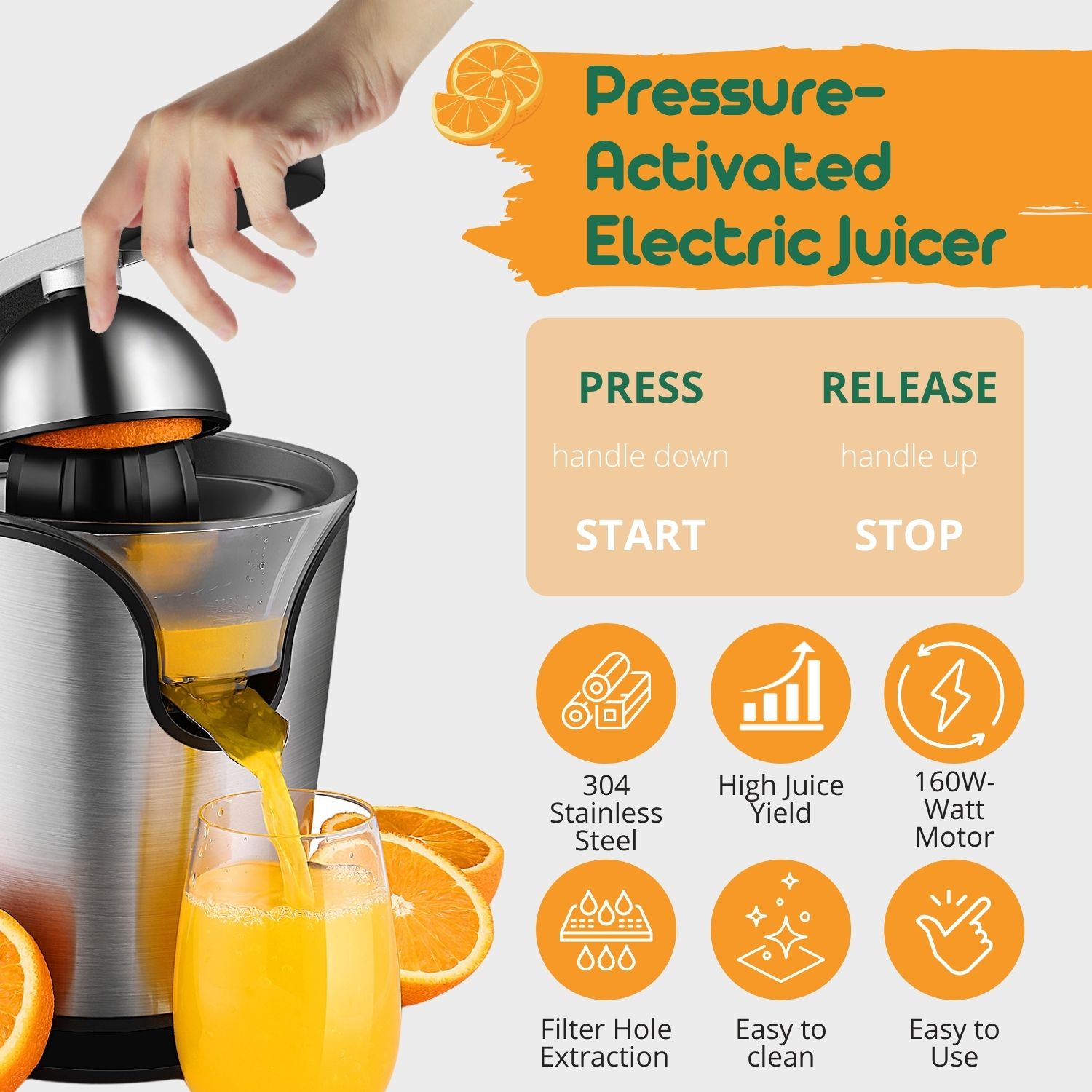 Electric Citrus Orange Juicer Hand Press Squeezer Machine Juice Maker