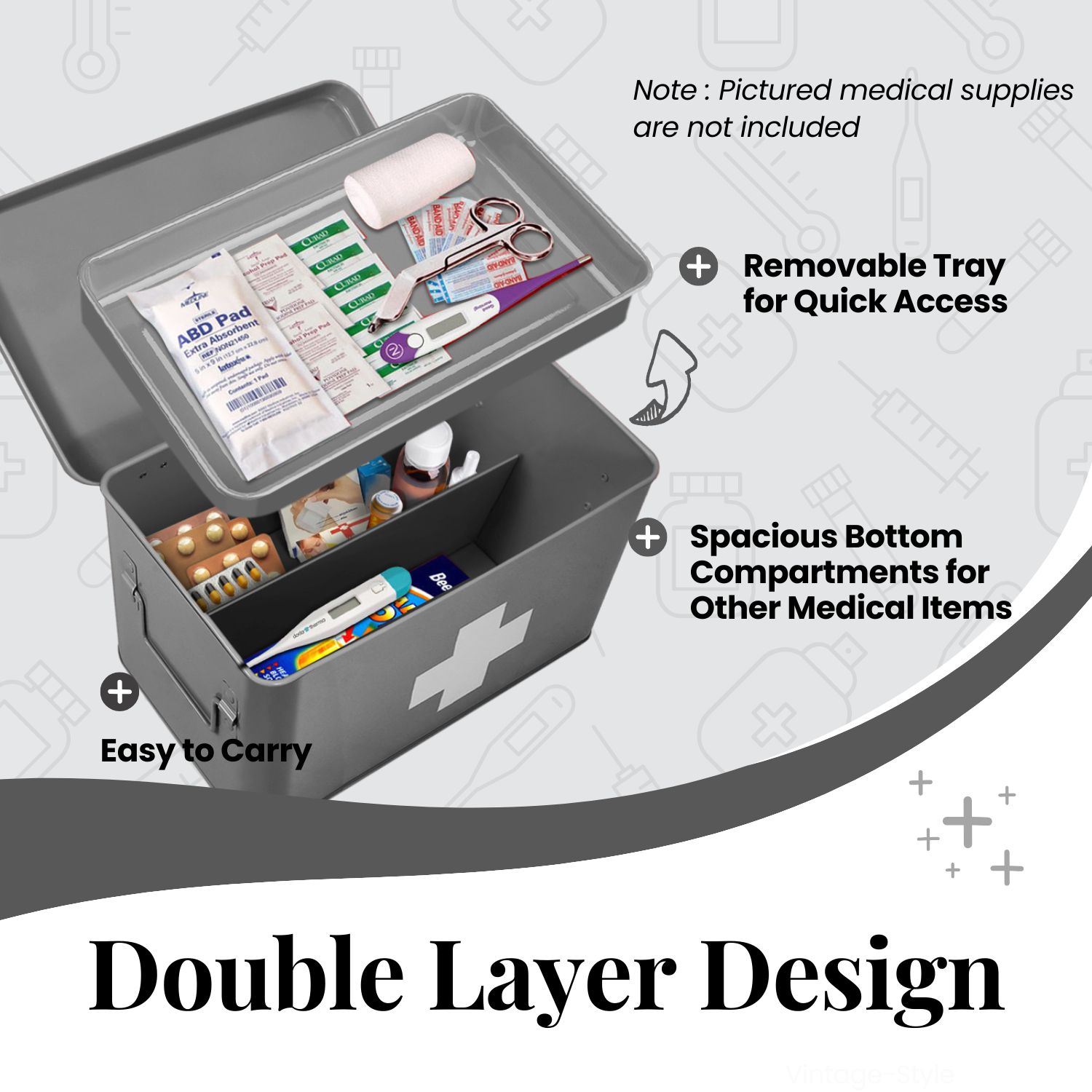 Sturdy and Protective - Made of high-quality steel with powder coating and rust-proof finish to keep supplies clean, hygienic, and protected from moisture and contamination. This first aid container is built to last for years