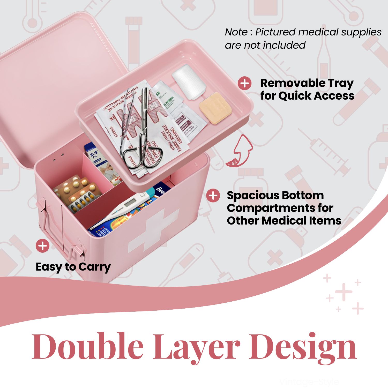 Sturdy and Protective - This medicine box organizer storage is made of quality steel with powder coating & rust-proof finish to keep supplies clean, hygienic, & protected. This first aid container is built to last for years
