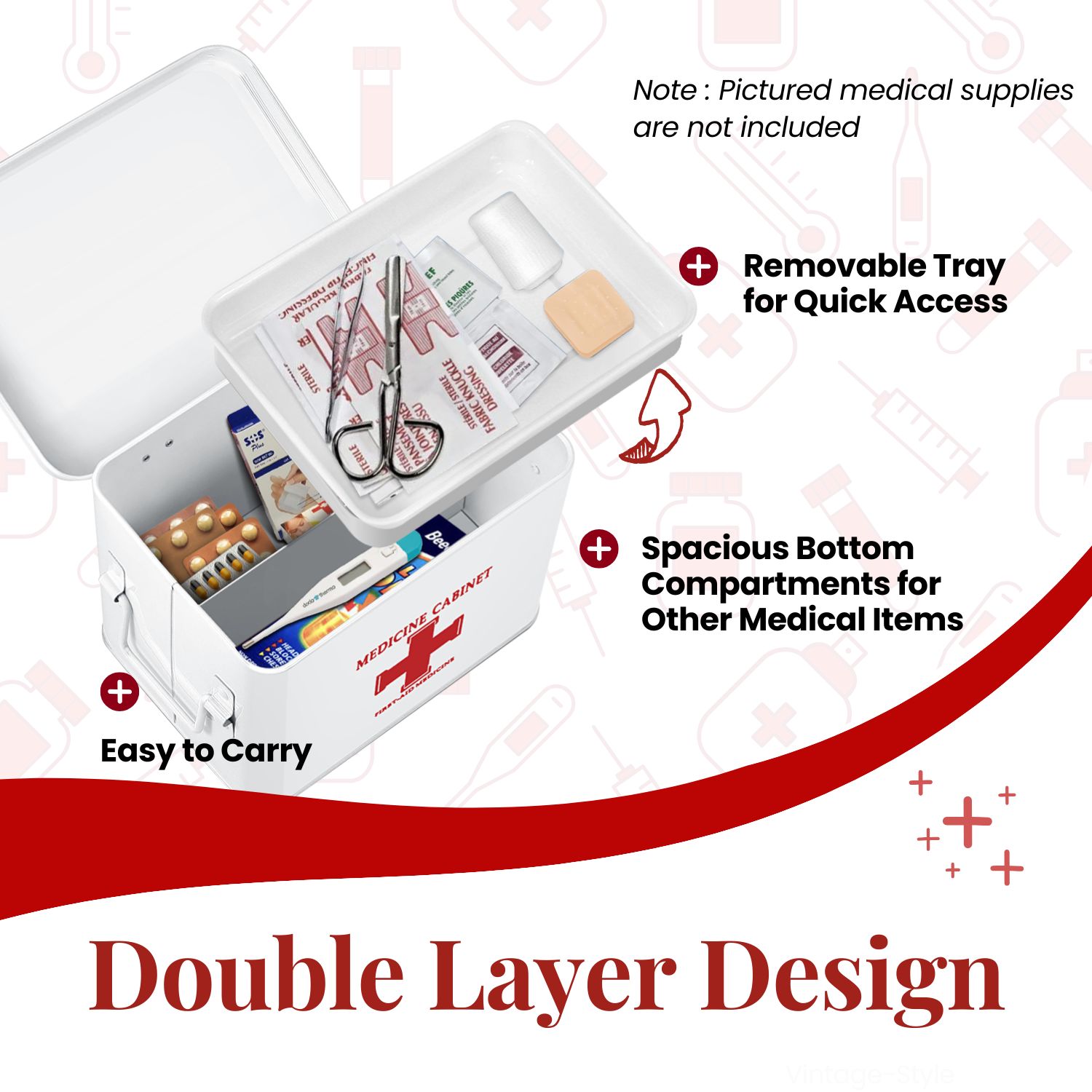 Sturdy and Protective - This medicine box organizer storage is made of quality steel with powder coating & rust-proof finish to keep supplies clean, hygienic, & protected. This first aid container is built to last for years
