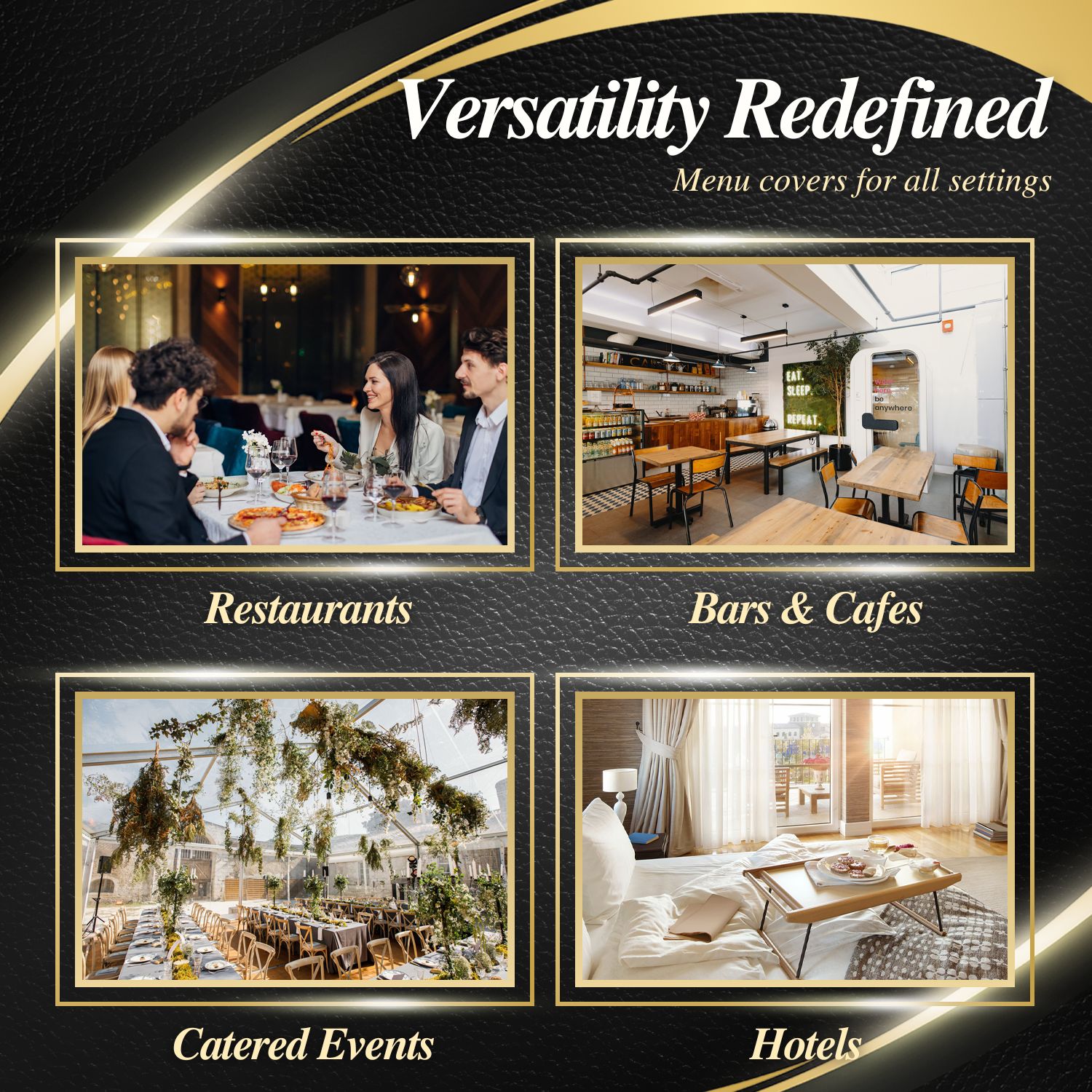 Flexzion Restaurant Menu Covers 8.5 x 11 Inch (1 Pack) - Book Style Bar Menu Holder with 3 Page 6 View - Transparent Clear Menu Book Covers with Gold Metal Corner  for Restaurant, Hotel, Cafe