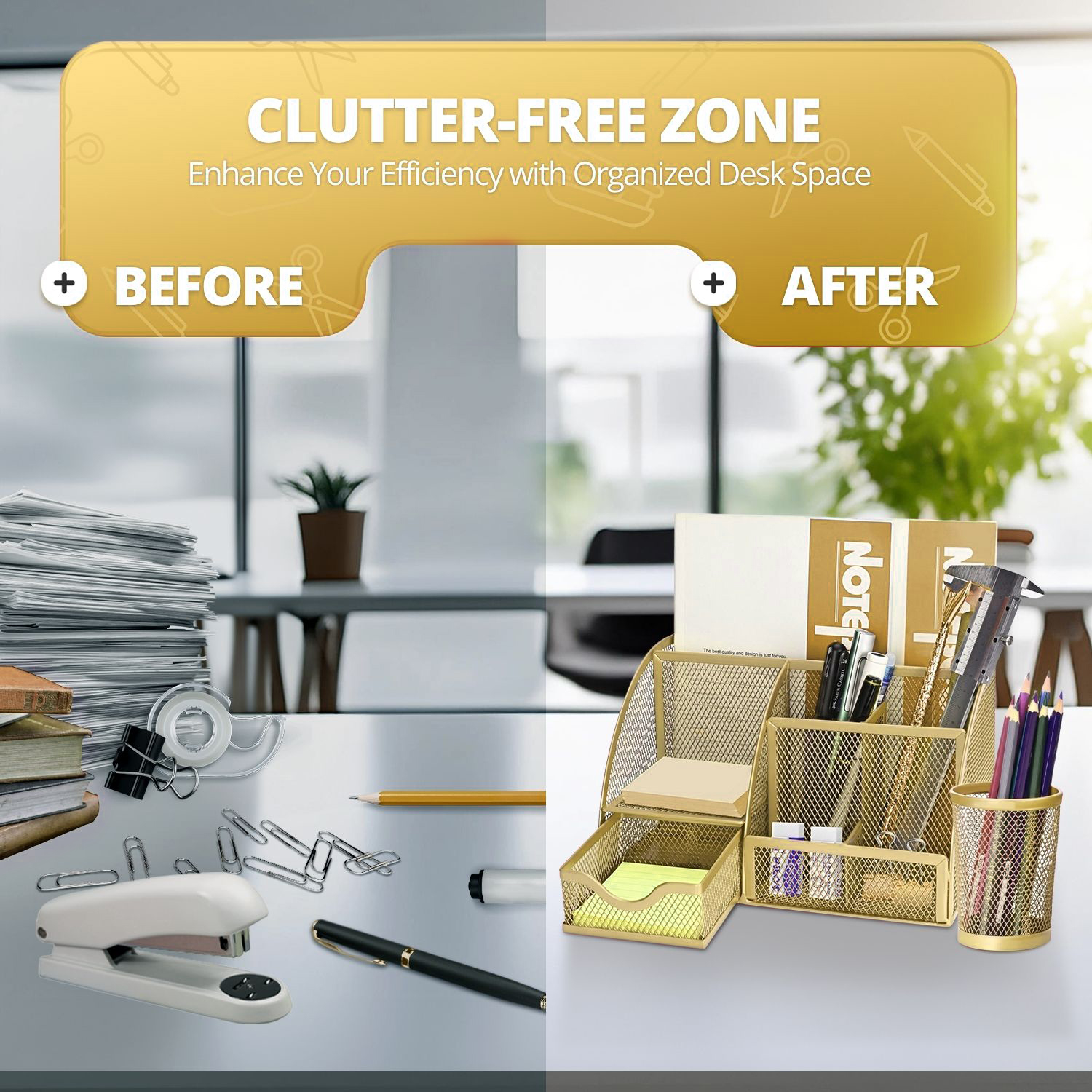 Space-Efficient: Our desktop organizer with drawers, no matter how limited your desk space is, our compact organizer ensures order and efficiency, turning workstations into hubs of organization and productivity