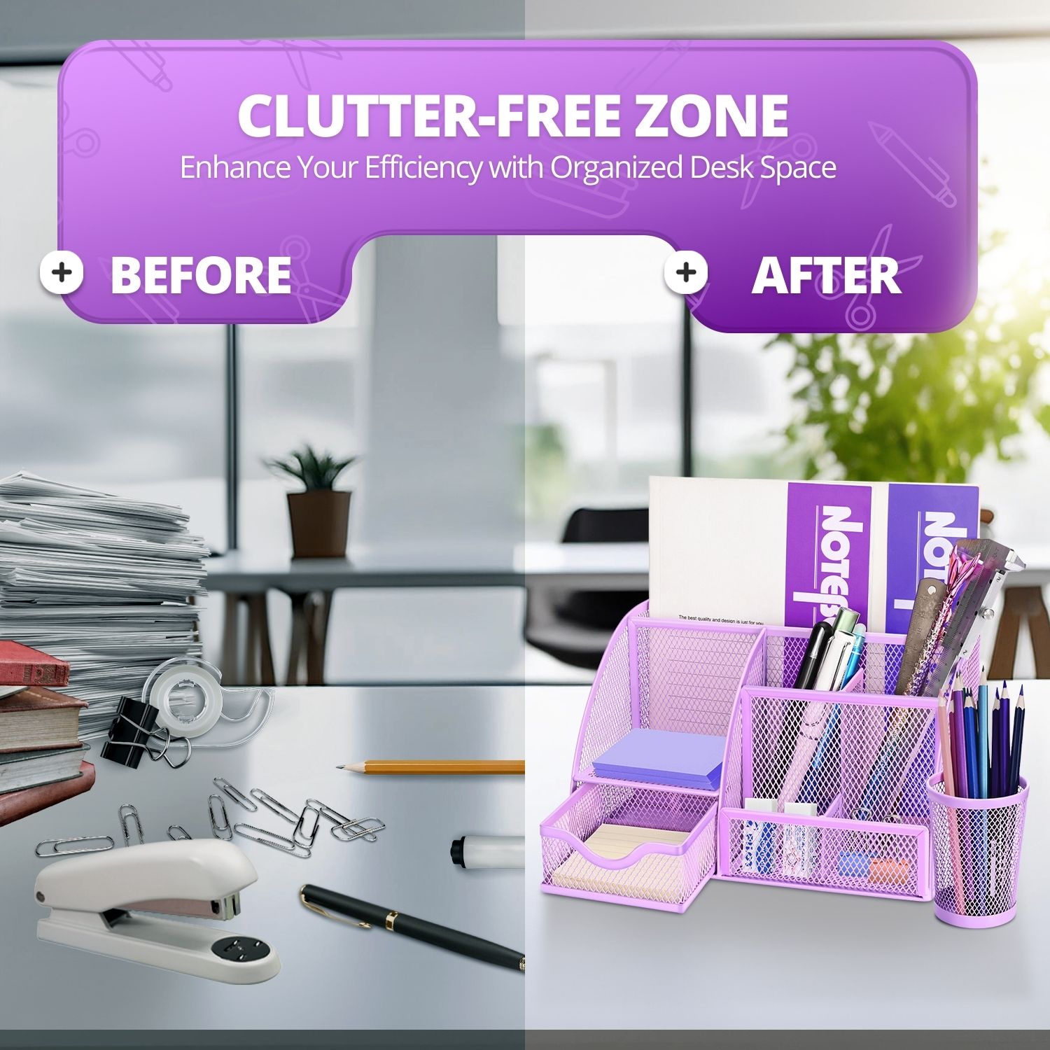 Space-Efficient: Our desktop organizer with drawers, no matter how limited your desk space is, our compact organizer ensures order and efficiency, turning workstations into hubs of organization and productivity