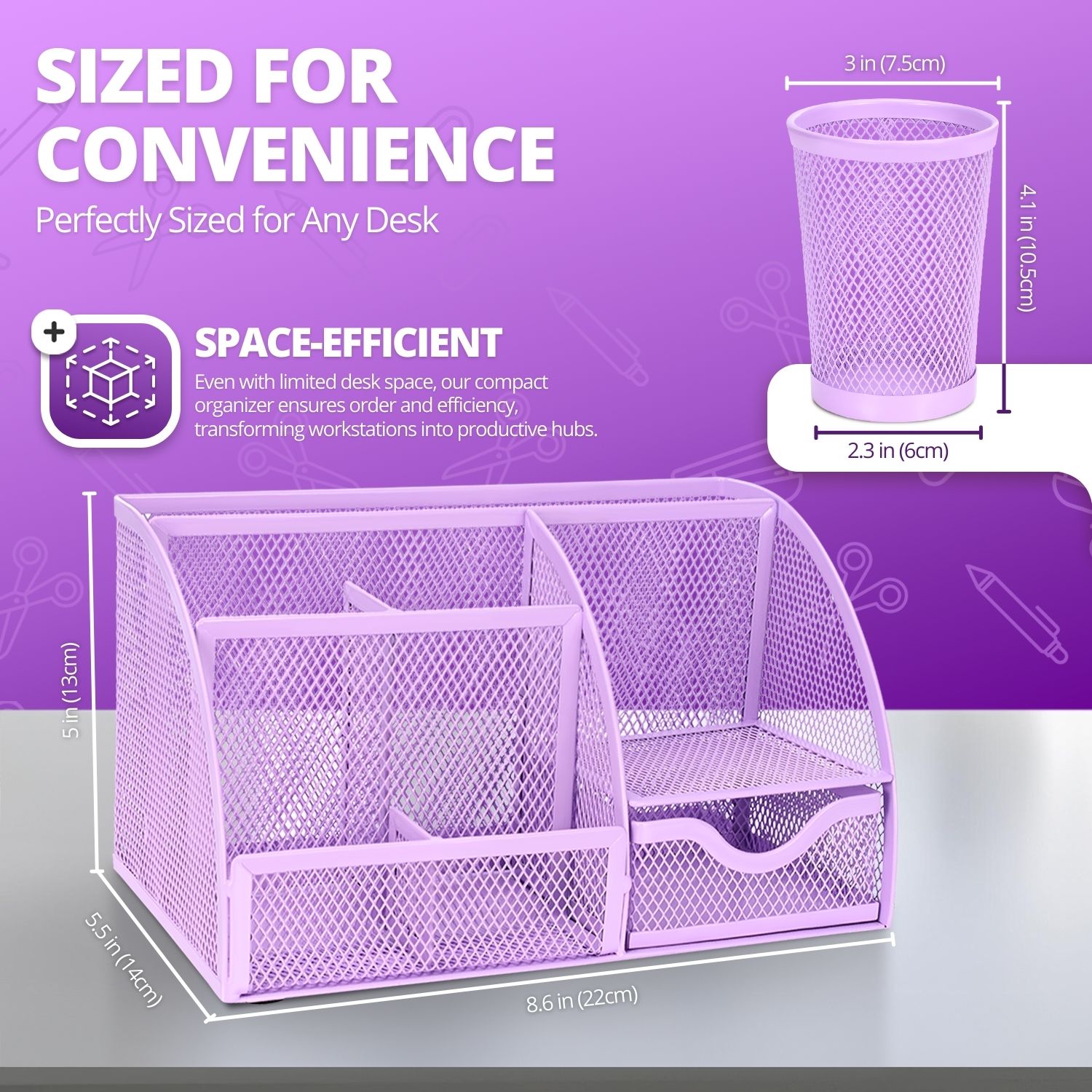 One Organizer, Any Setting: This mesh desk caddy set can be in a bustling office or the quiet corner of your home; our workspace desk organizer with drawers fits right in. Experience the joy of a clean, organized space wherever you work
