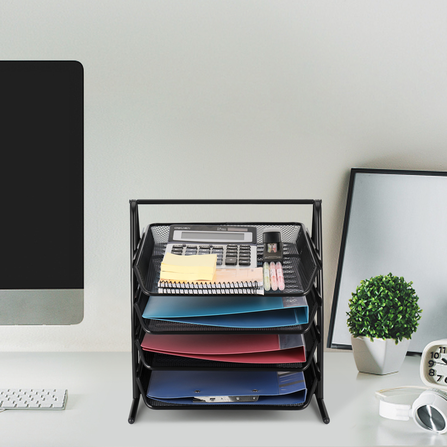 Desk Document File Organizer Tray Tabletop Paper Letter Holder Stand 4