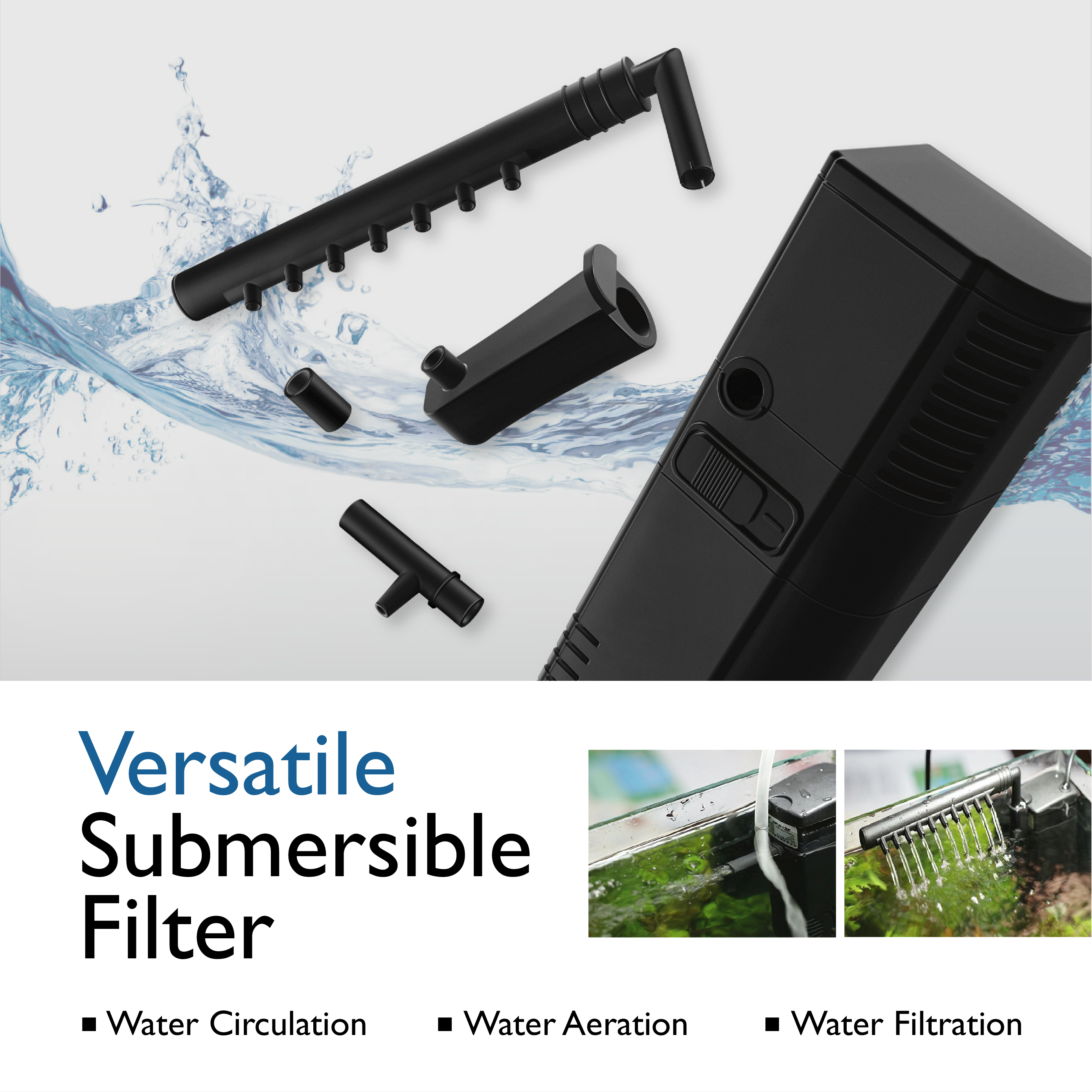 Mimic the Natural Rain Forest - The integrated spray bar creates an even flow of water which disperses the droplets to efficiently boost the amount of oxygen in your fish tank