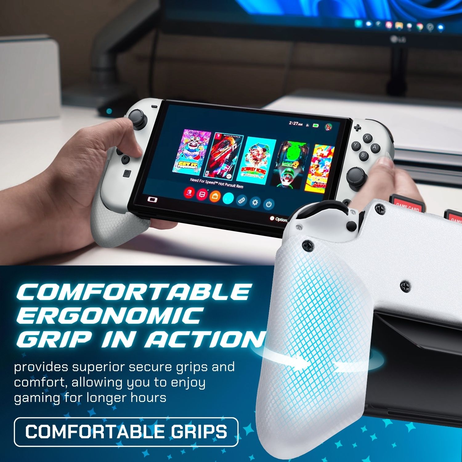 Perfect Compatibility: Designed for Nintendo Switch Grip (OLED), this grip ensures a precise fit, allowing you to enjoy uninterrupted gaming. Not fit for Switch (2017) and Switch Lite. Only fit for Switch OLED