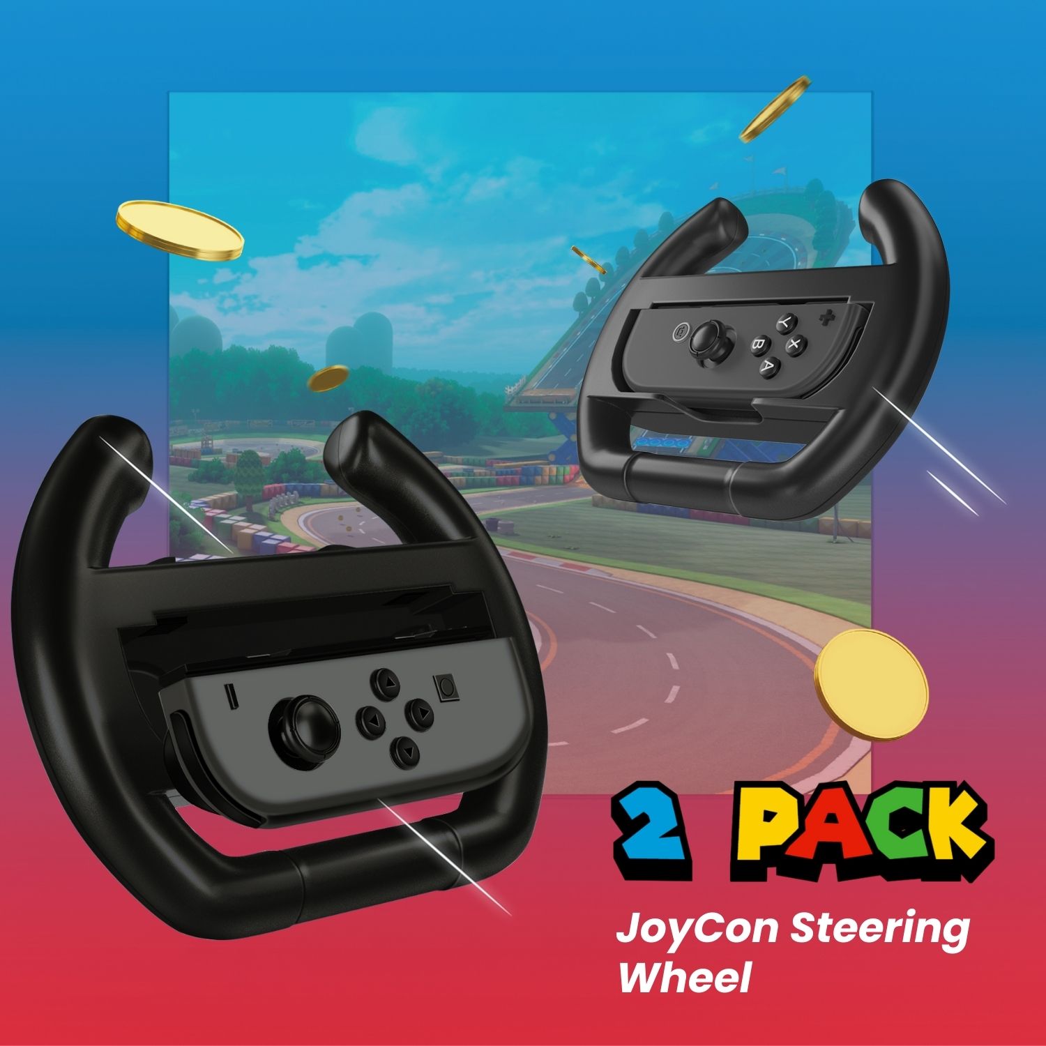 An excellent accessory for all racing games like Mario Kart 8 Deluxe, Racing Apex, Fast RMX, Redout and other racing games; Steering Wheel controller adds more fun to these driving games