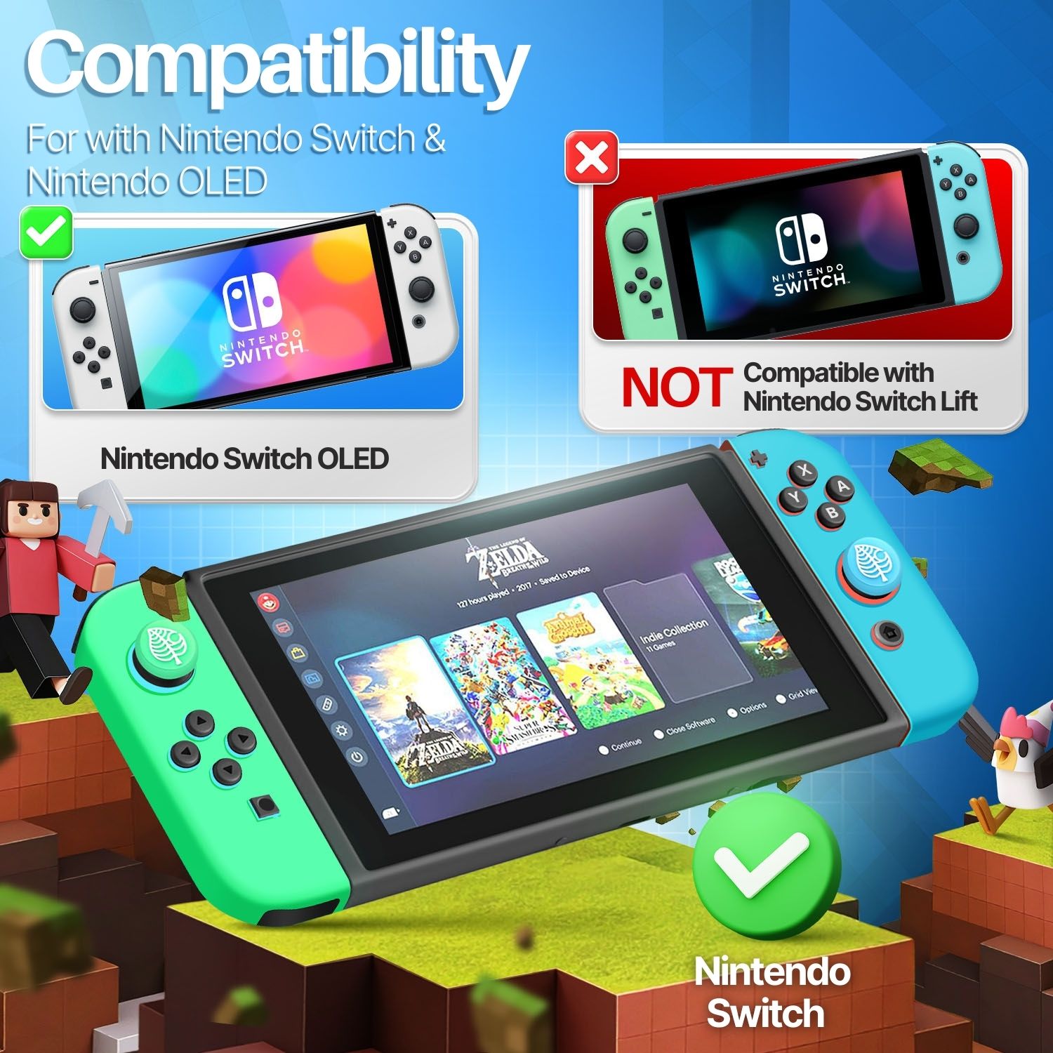 Silicone Joy Con Case for Nintendo Switch & Switch Oled (Blue