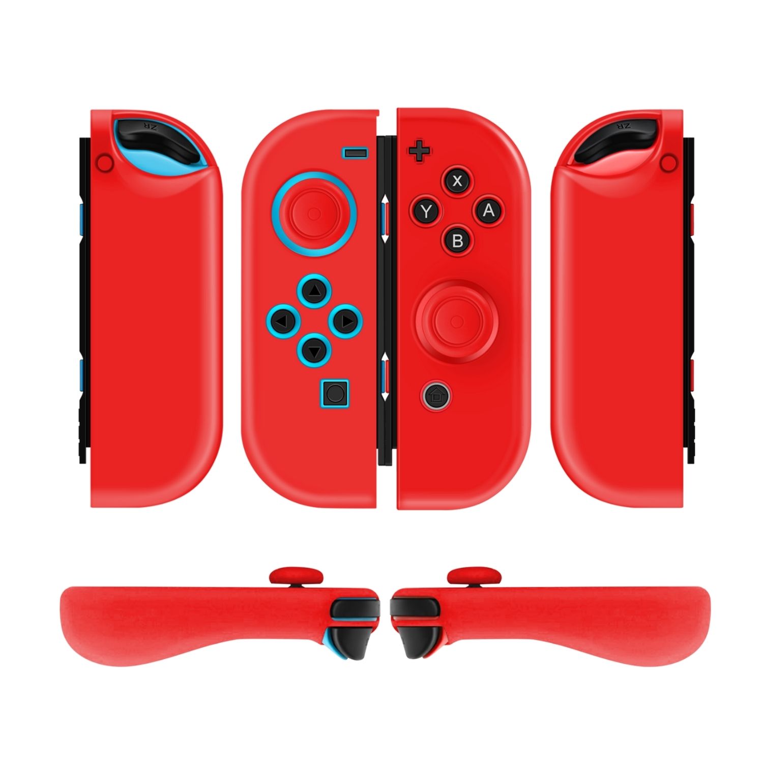 Nintendo Switch Joy-Con Grip Gel Guards with Thumb Grips Caps - Protective Case Covers Anti-Slip Ergonomic Lightweight Design Joy Con Comfort Grip Controller Skin Accessories (1 Pair Neon Red)