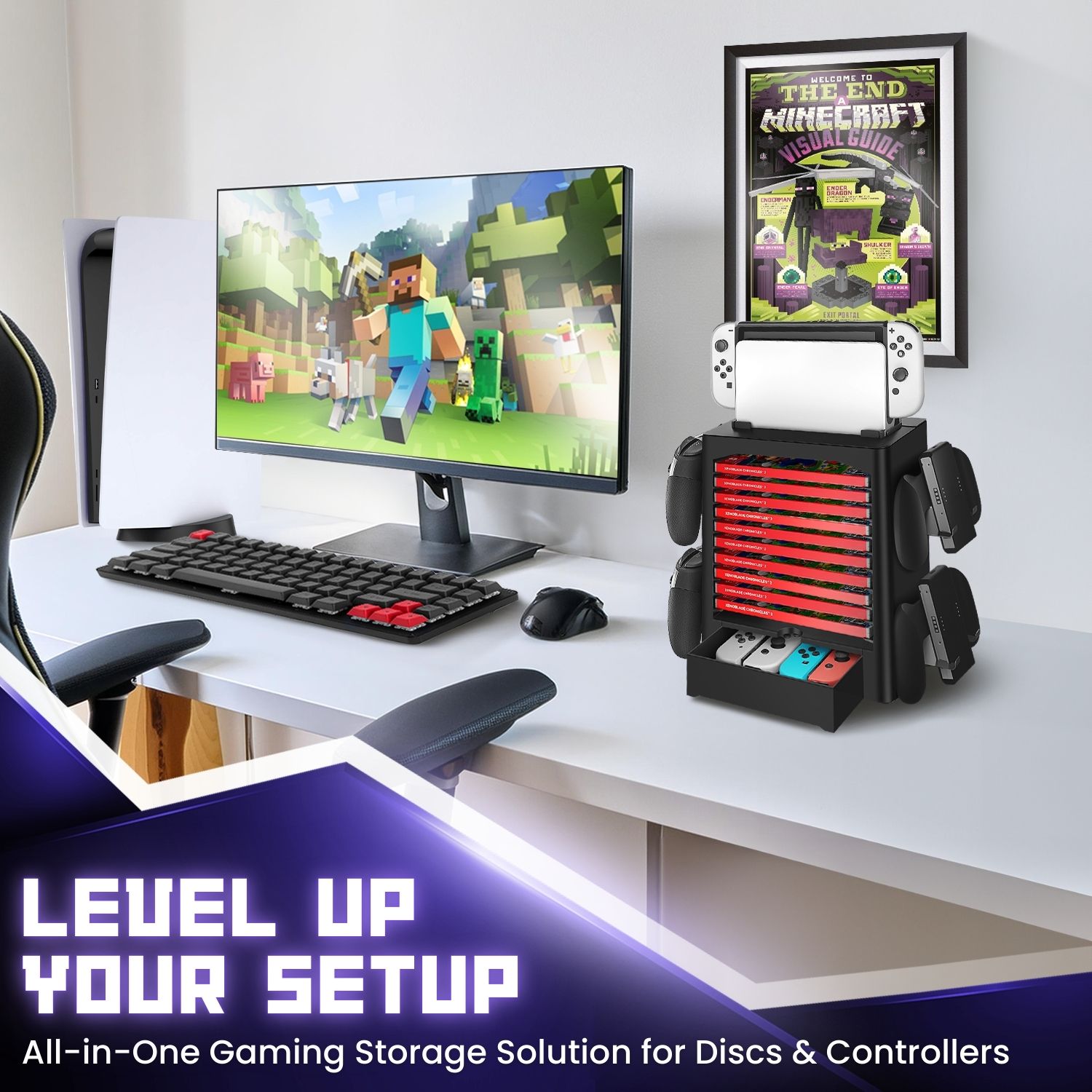 Switch Organizer Station Game Storage Tower Stand for