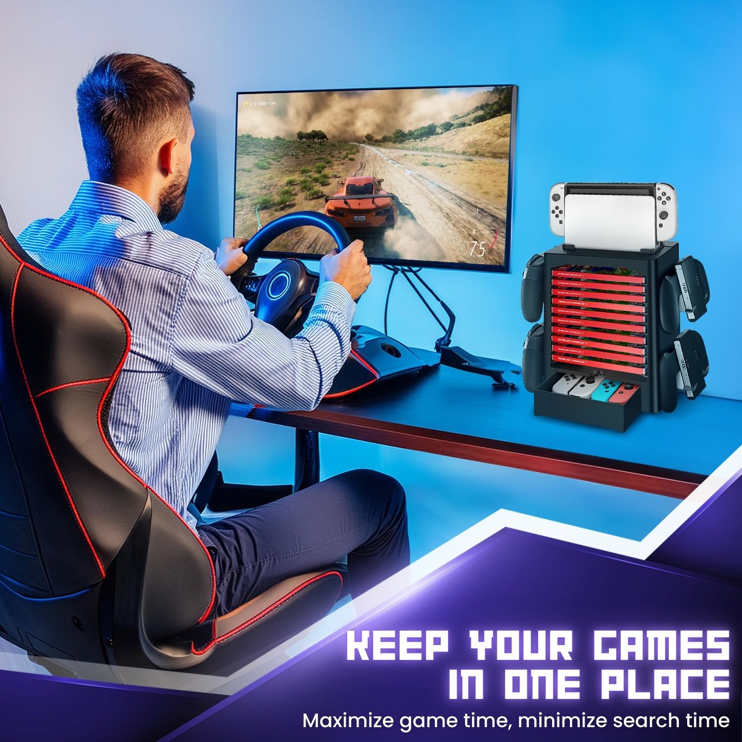 Switch Organizer Station Game Storage Tower Stand for
