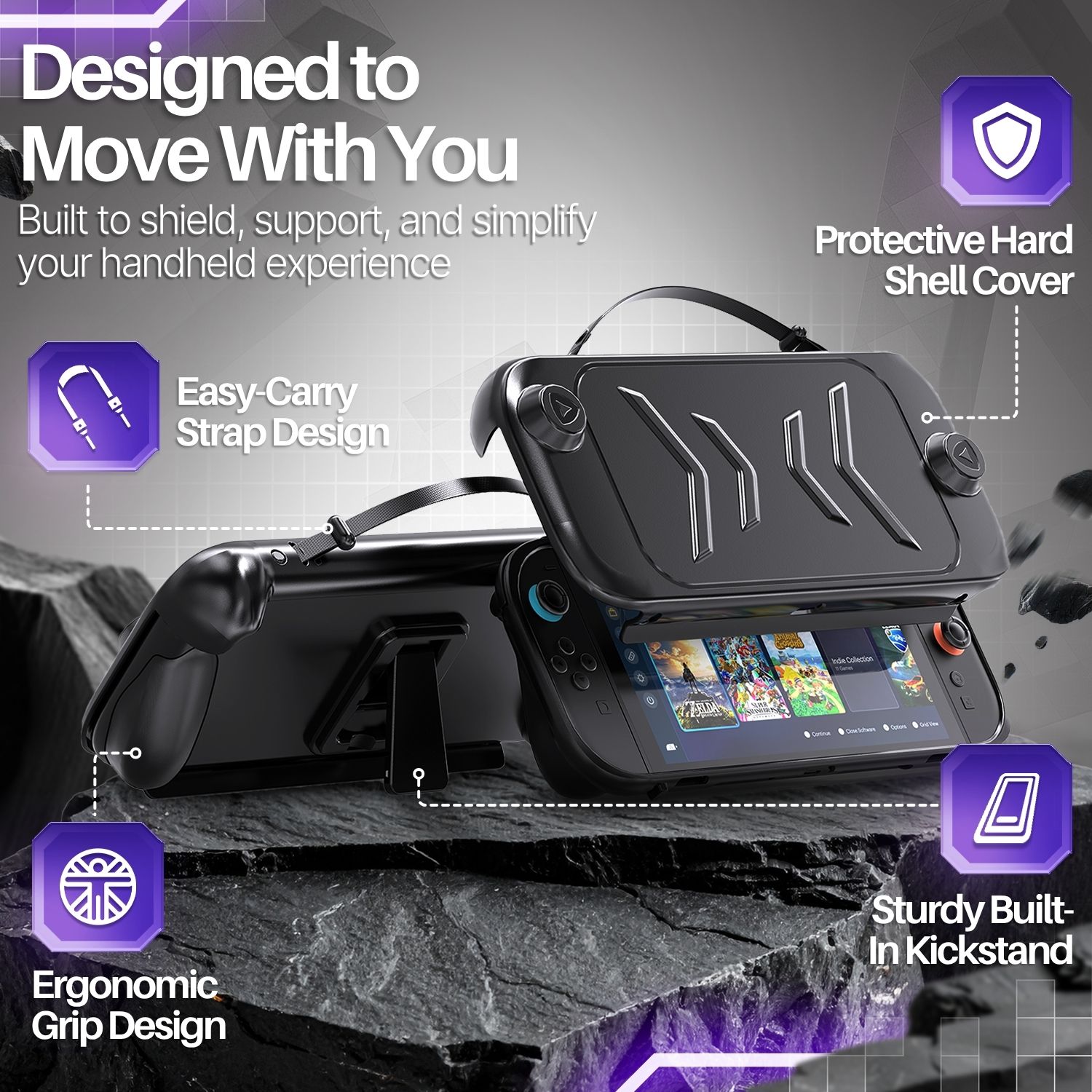 Slim and Travel-Friendly: Lightweight design and Switch 2 handheld grip make it easy to carry and store your console while still protecting it on the go with Switch 2 case cover