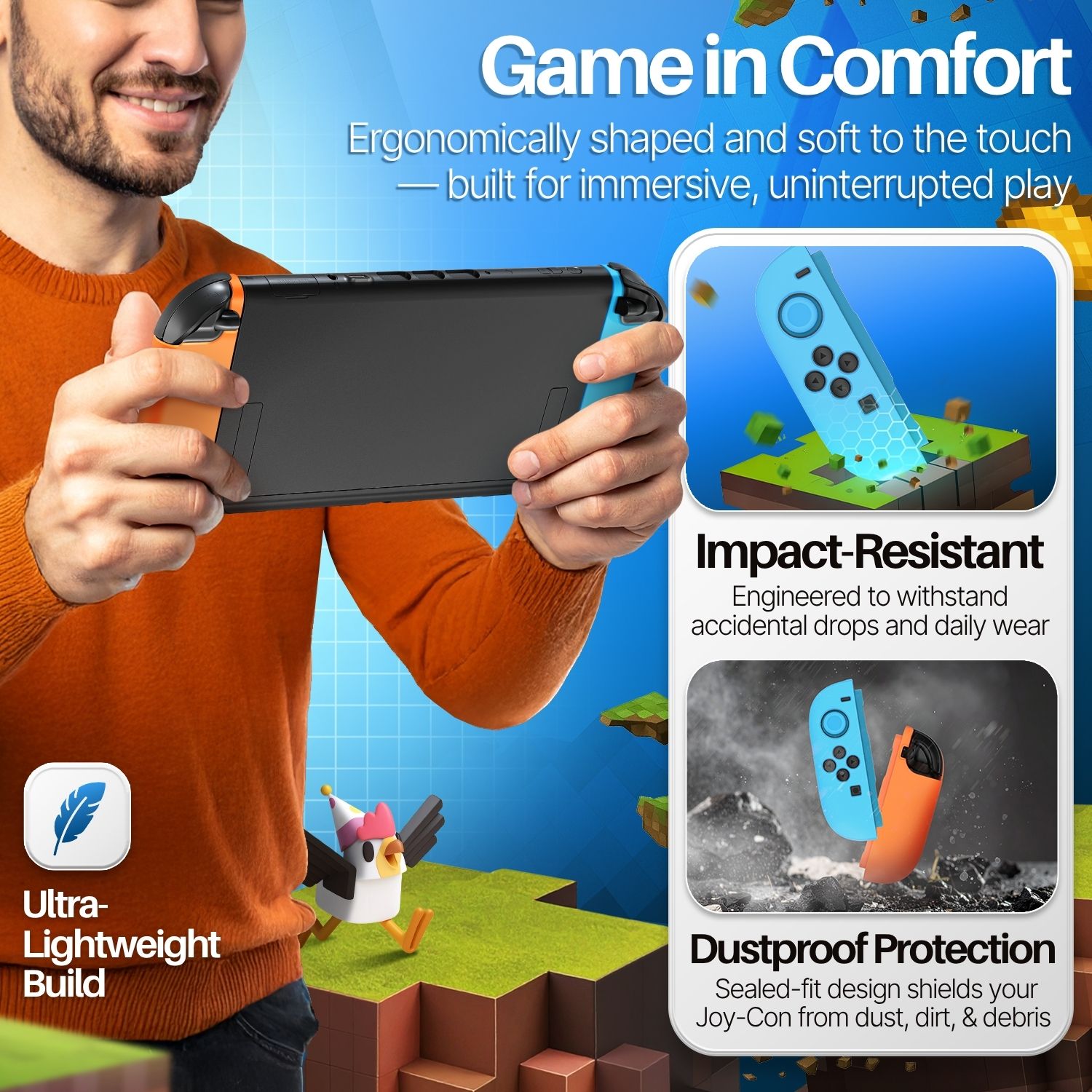 Silicone Joy Con Case for Nintendo Switch 2 2025 (Neon Blue+Orange