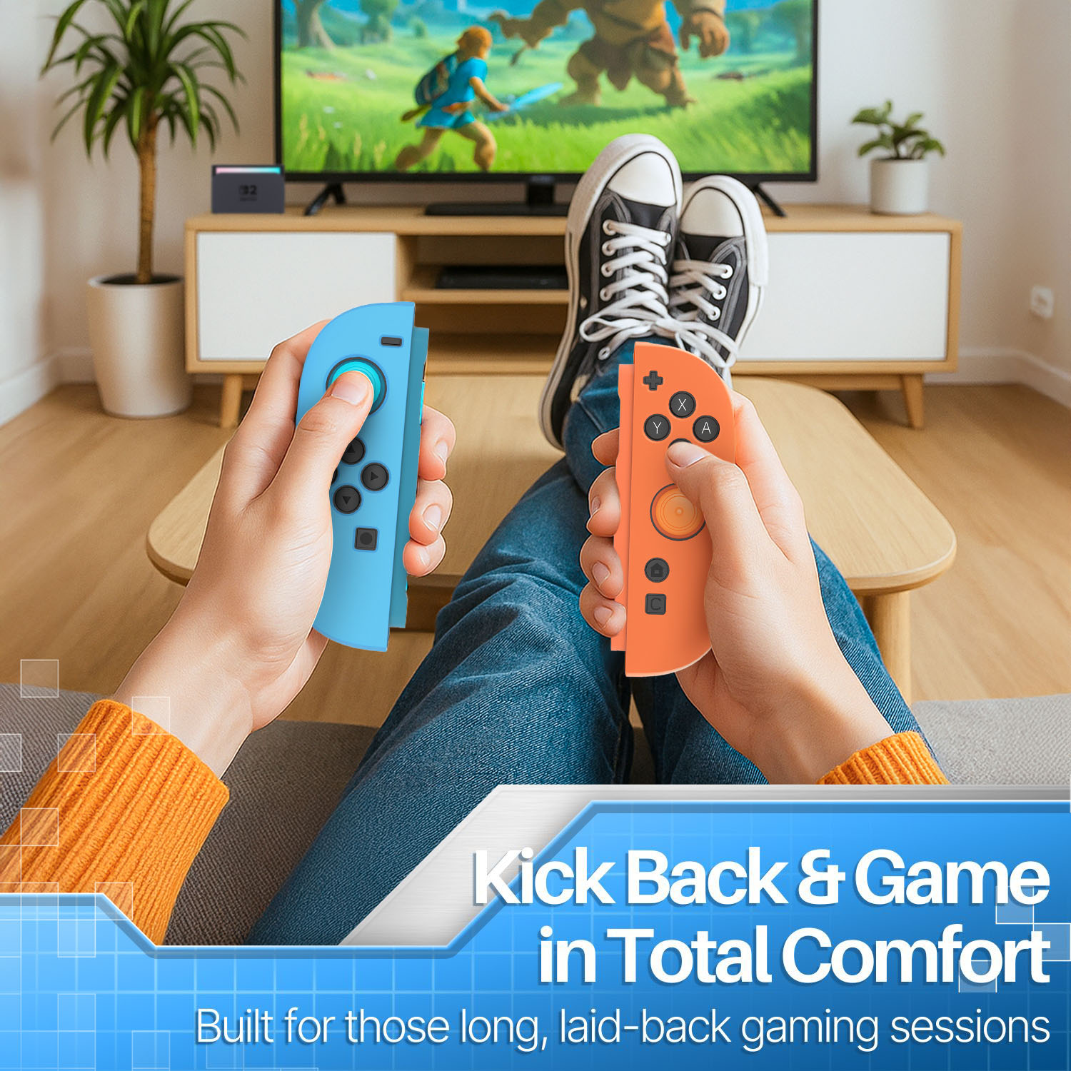 Silicone Joy Con Case for Nintendo Switch 2 2025 (Neon Blue+Orange