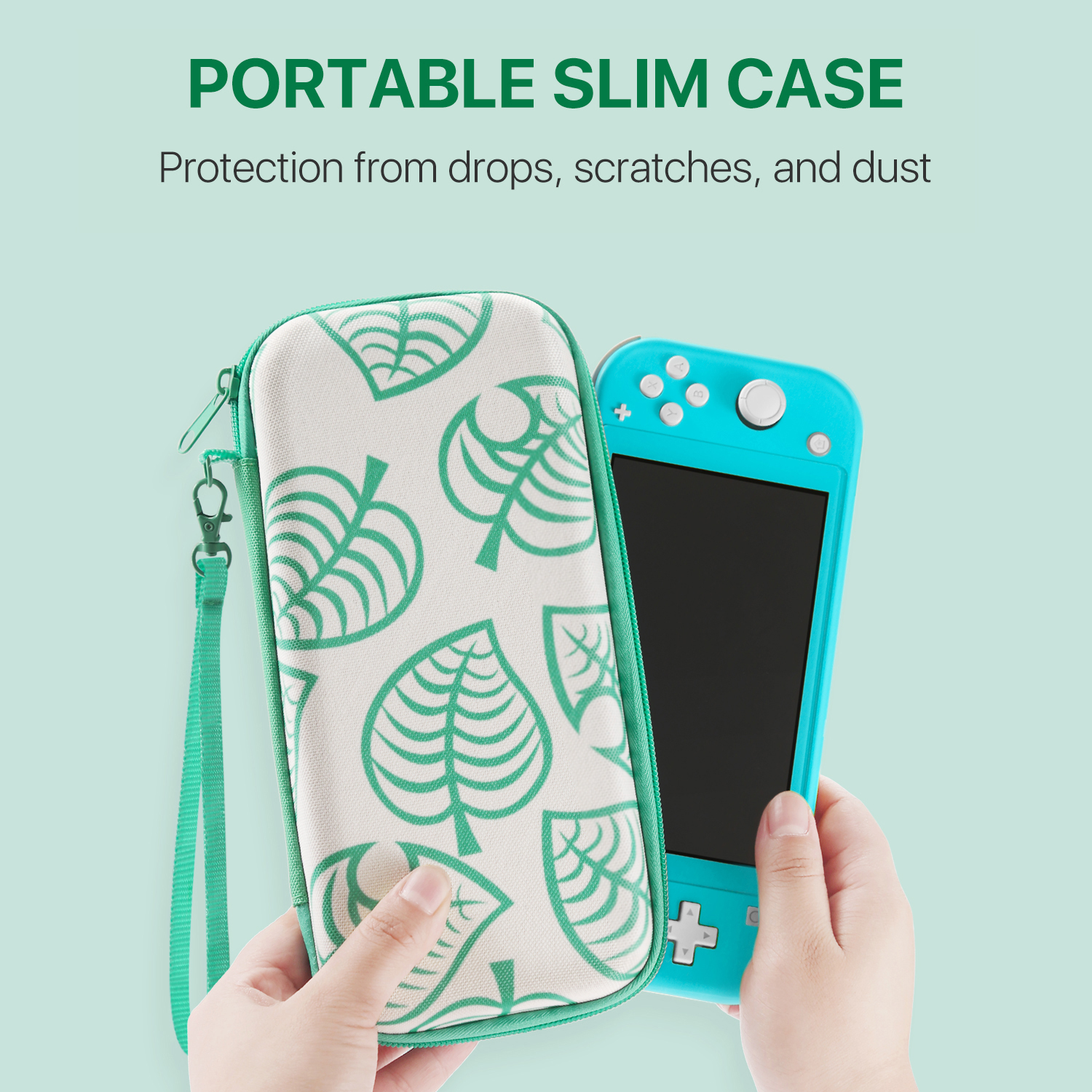 Switch Lite Travel Case Portable Hard Shell, Animal Crossing Leaf