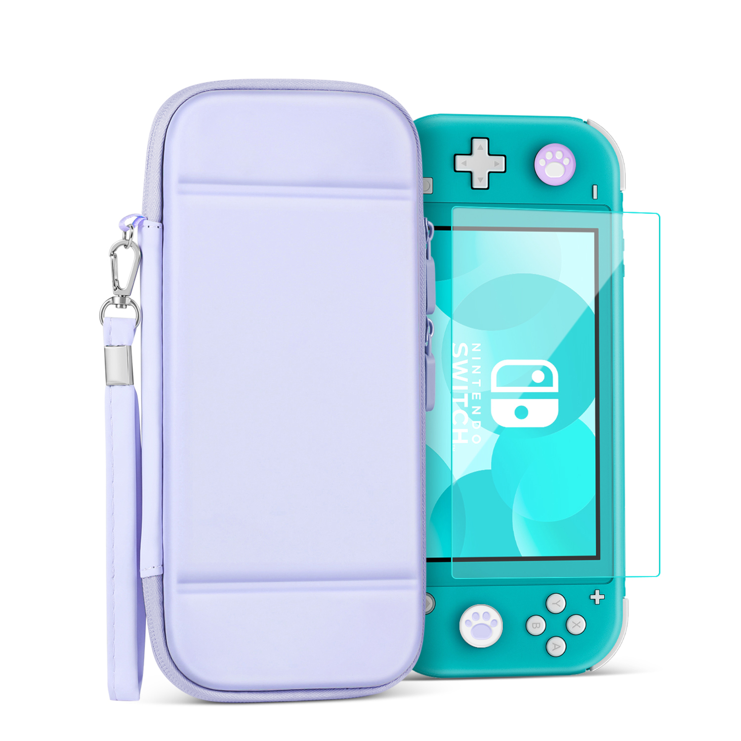 Carrying Case for Nintendo Switch Lite, Purple - Kawaii Cute Portable Travel Case, Protective Storage Carry Bag for Girls with Screen Protector, 10 Game Cartridge Holder
