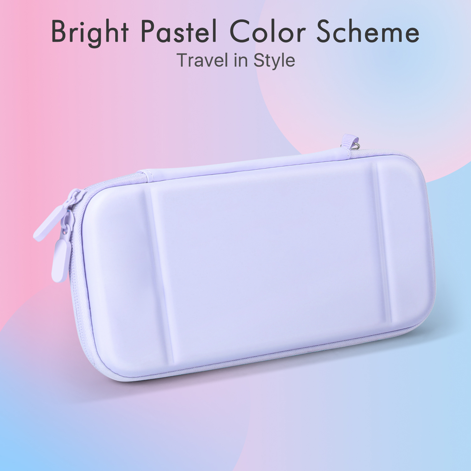 4-In-1 Storage Kit Carry Case For Nintendo Switch Lite Includes - 1x Hard-shell Carrying Case, 1x Temper Glass Screen Protector, 4x Thumb Grip Caps, 1x Wristlet Strap. Fashion / Cute gradient pastel color Switch case design makes your device fashionable, colorful, beautiful, and full of vitality