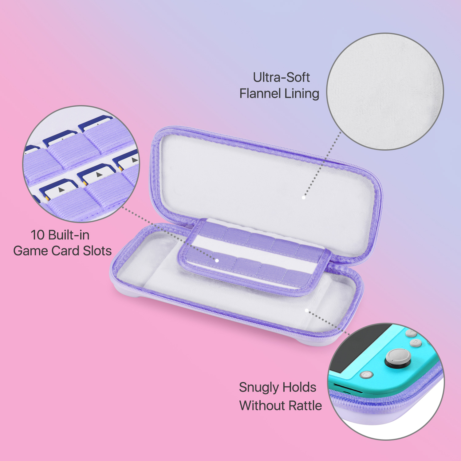 Durable And Sturdy Case For Switch - Hard EVA shell covered with wearable oxford fabric, soft flap divider, and protective cushioning layers that protects Nintendo Switch Lite against dust and debris; Inner soft velvet/flannel lining adds a comfortable touch, ensuring your touchscreen remains clean and safe from scratches