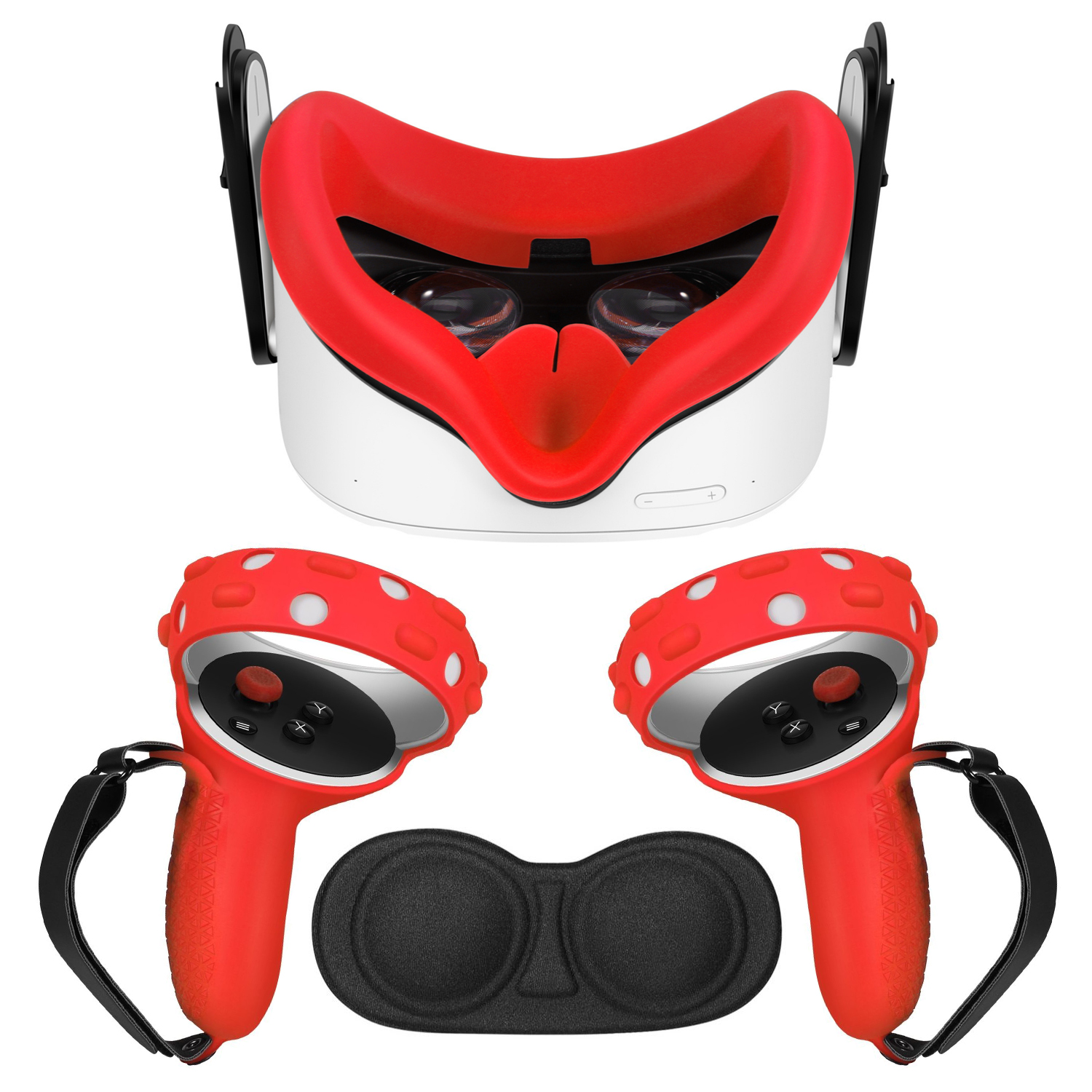 Touch Controller Grip Cover for Oculus Quest 2 with Silicone VR Face Cover  Pad and Lens Cover, 3 in 1 Silicone Cover Set for Oculus Quest 2, Oculus  Quest 2 Accessories (Red) 