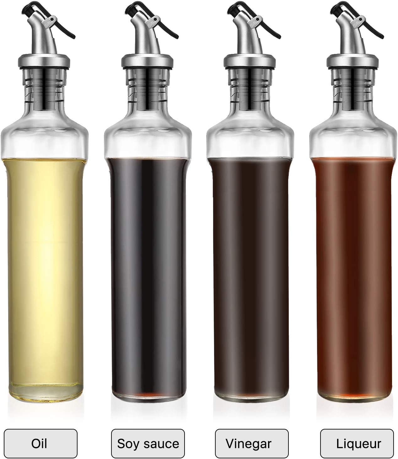 Olive Oil and Vinegar Dispenser Cruet Bottle with Spout 12 Oz 350ml Set