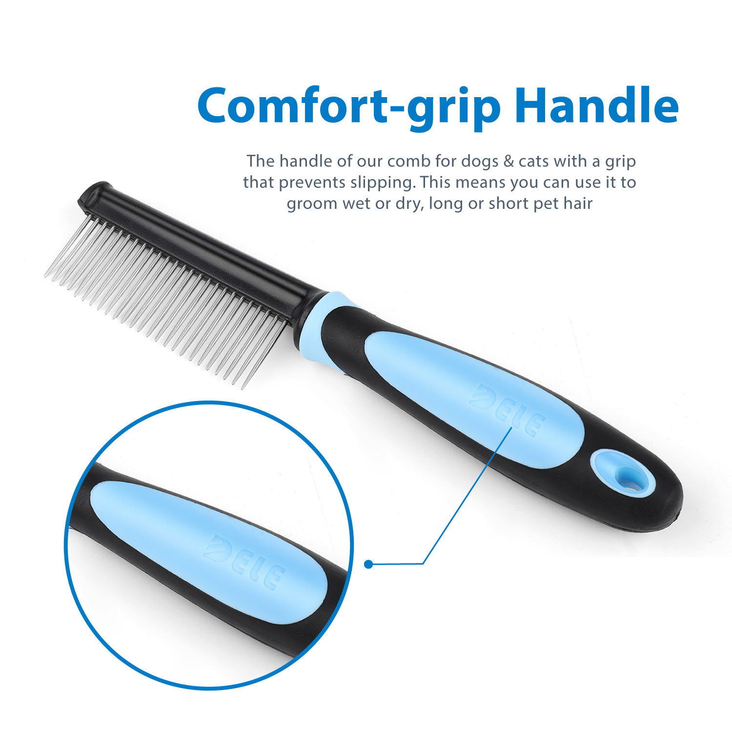 Pet Comb Dog Cat Hair Brush Grooming Tool with Fine Steel Tooth Soft ...