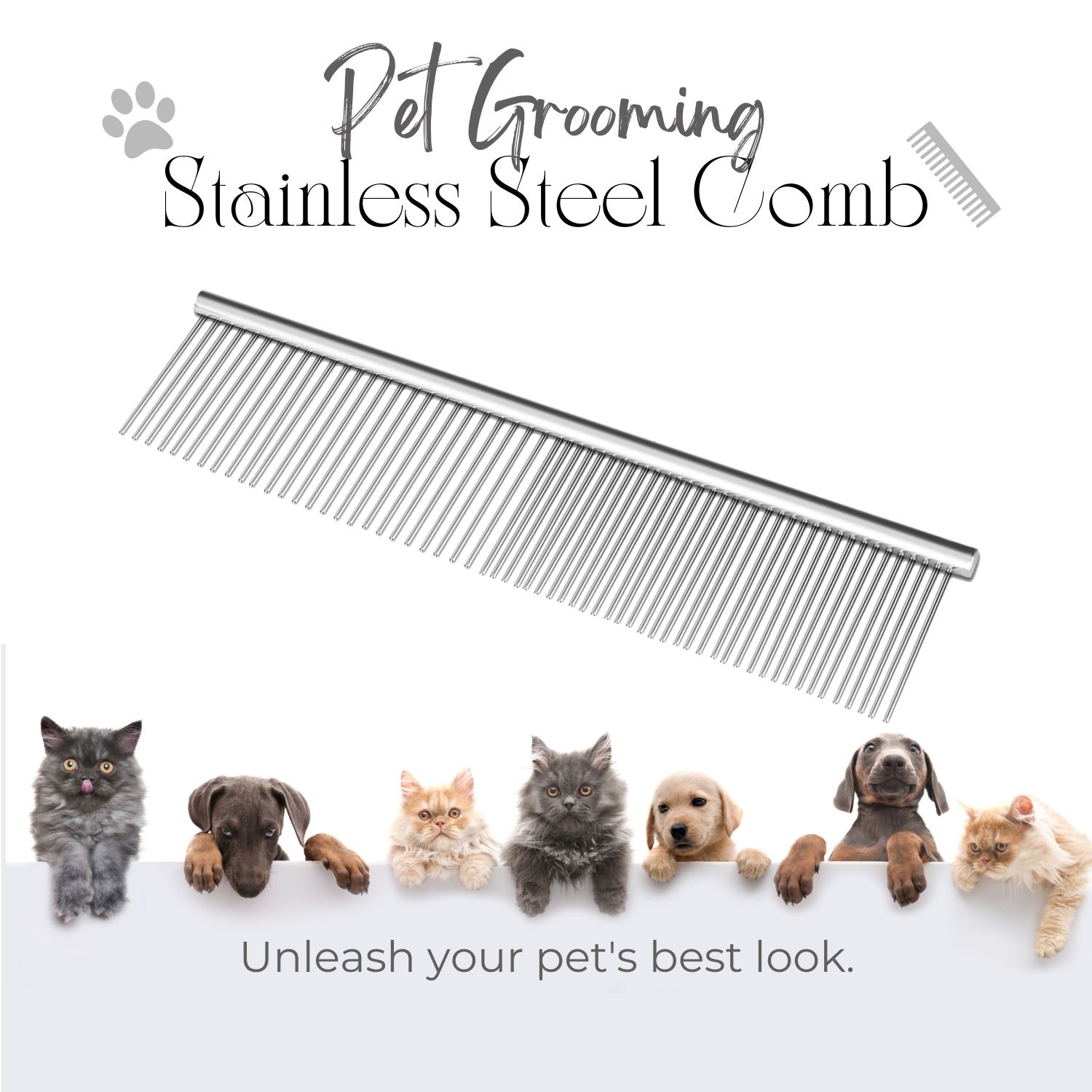 Provide complete grooming with the wide and narrow spacing of the teeth; Available in medium/coarse coat and medium/fine coat