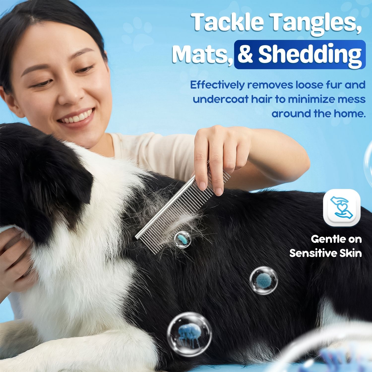 Pet Grooming Comb Stainless Steel Cats Dogs Puppy Medium Animals Hair Trimmer Brush Accessory Tool with Smooth Teeth Needle Durable Lightweight