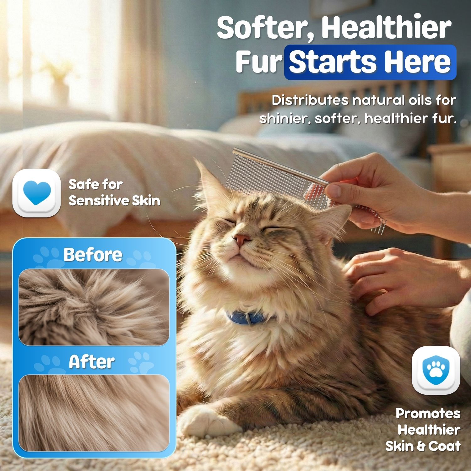 Pet Grooming Comb Stainless Steel Cats Dogs Puppy Medium Animals Hair Trimmer Brush Accessory Tool with Smooth Teeth Needle Durable Lightweight