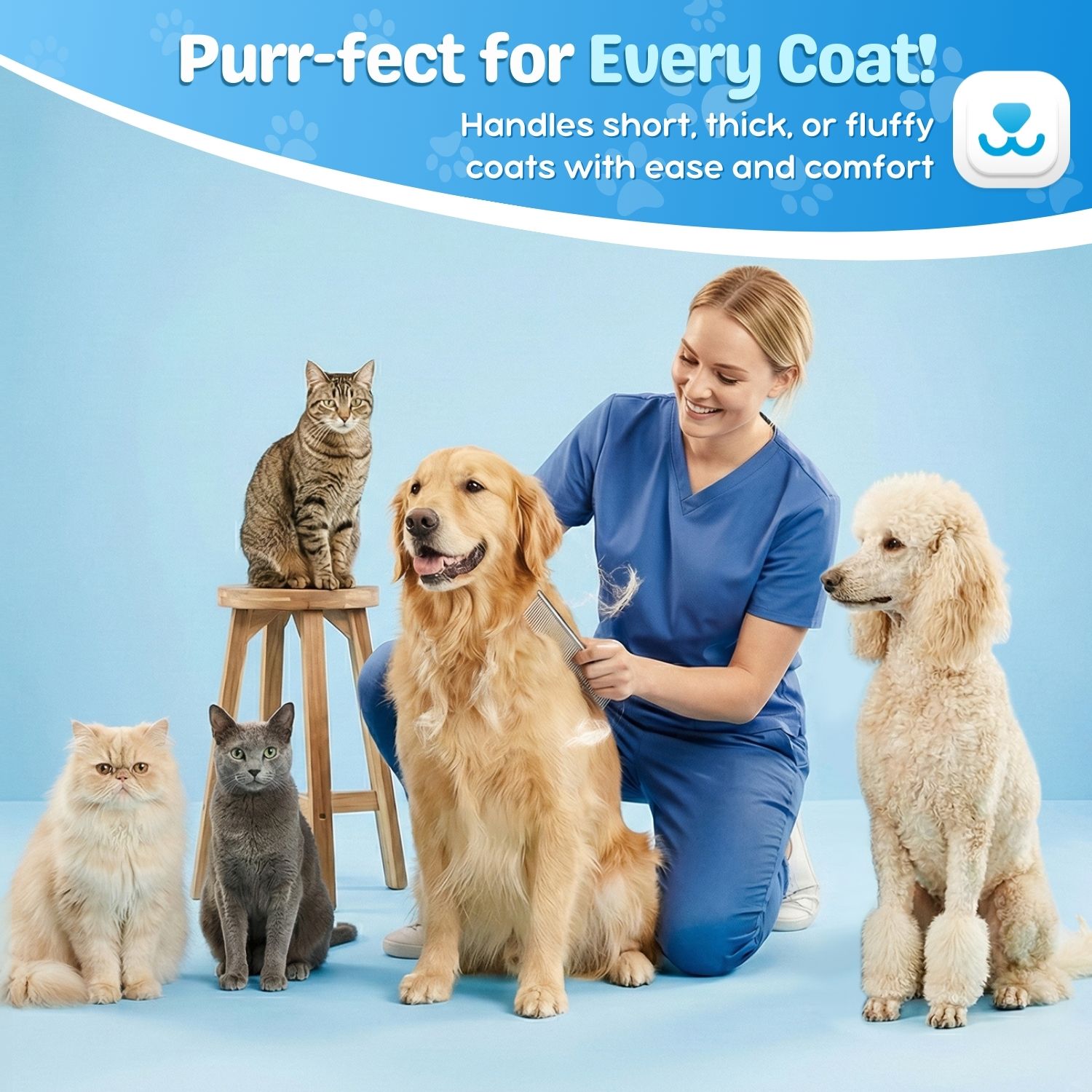 Pet Grooming Comb Stainless Steel Cats Dogs Puppy Medium Animals Hair Trimmer Brush Accessory Tool with Smooth Teeth Needle Durable Lightweight