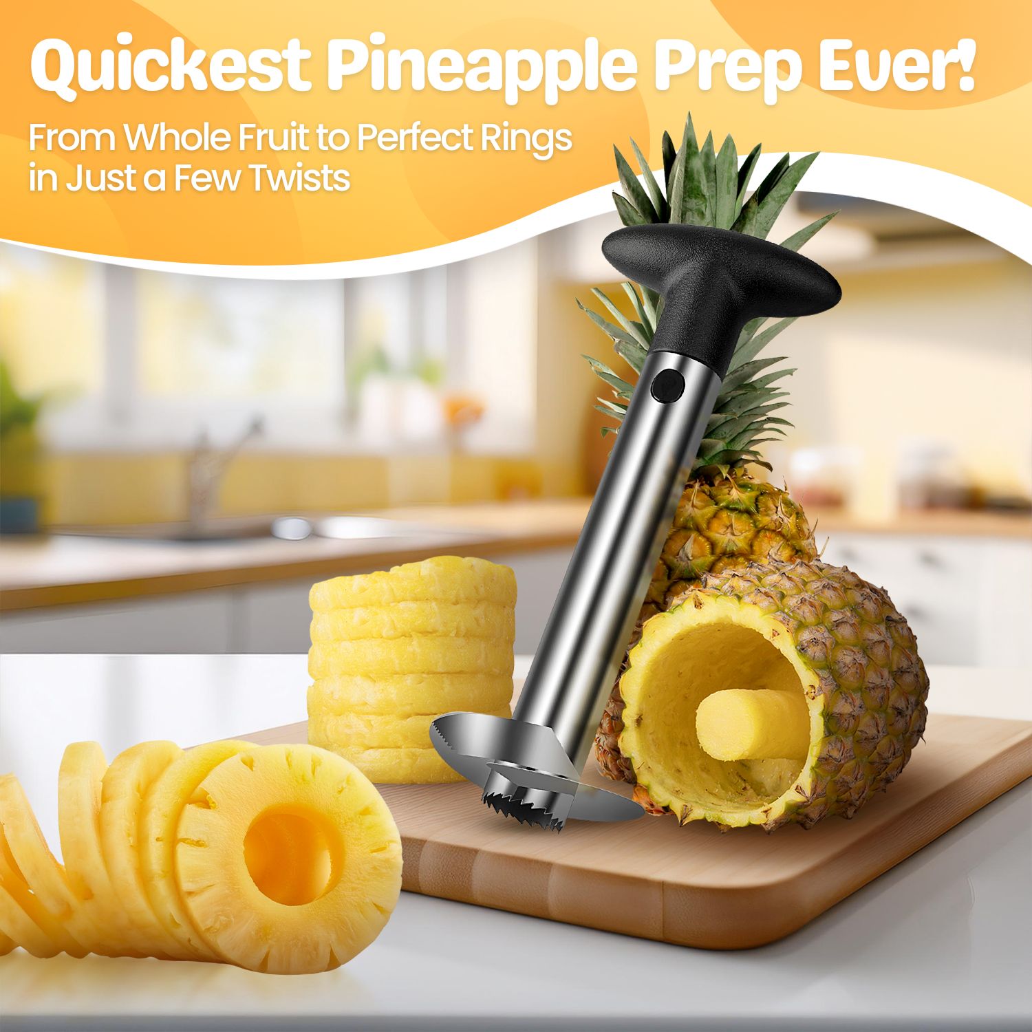 ERGONOMIC NON-SLIP HANDLE - Protect your hands from sharp blades and rid yourself of cheaply made kitchen tools that would fall apart after a while. Effortlessly twists or push corer through the pineapple without adjusting your grip