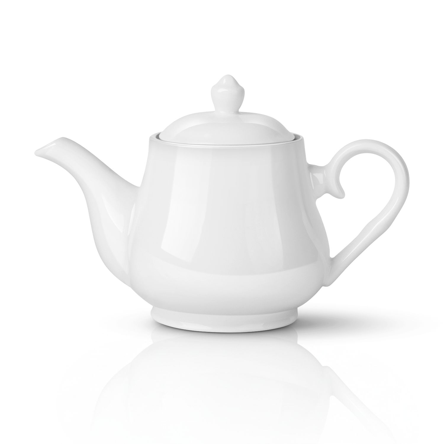 Porcelain Teapot, Ceramic Tea Pot w/ Removable Lid, Beverage Serveware Set for 2-3 Tea Cups, Coffee Mugs, Modern English Classic Style, Microwave Oven & Dishwasher Safe - 24 Ounce, Pure White