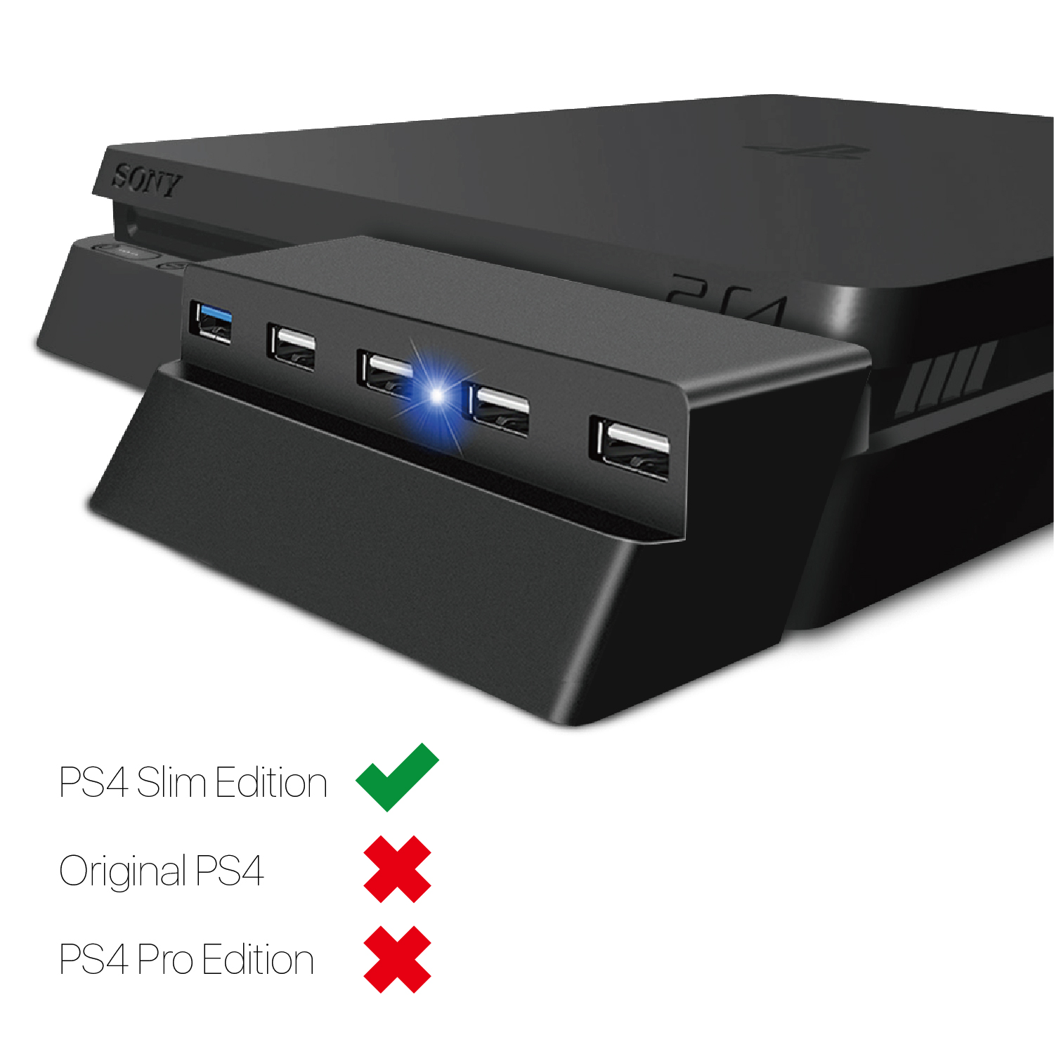 5 Port USB Hub for PS4 Slim USB 3.0 2.0 Adapter Accessories