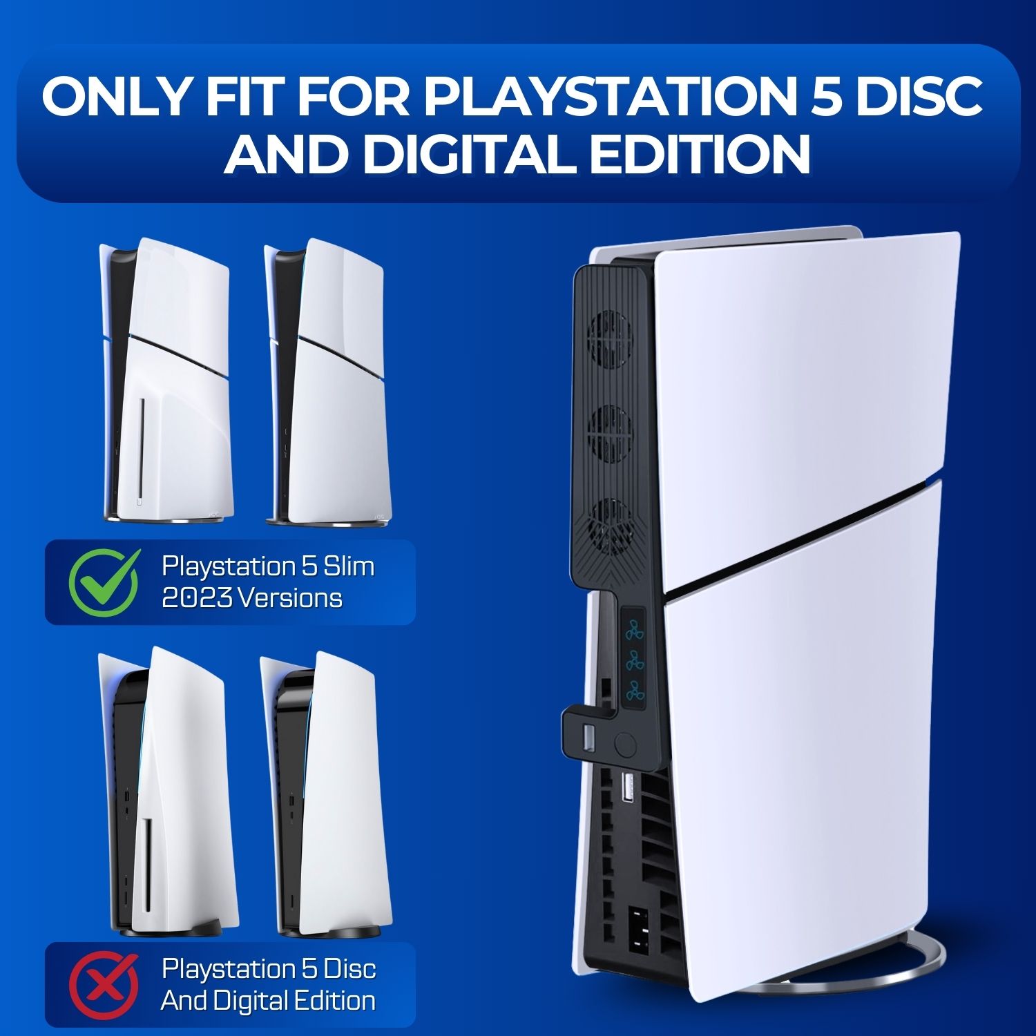 Easy Installation: The cooling station for Playstation 5 Slim has a user-friendly design with plug and play feature to ensure a hassle-free setup, getting you back to your games or work quickly