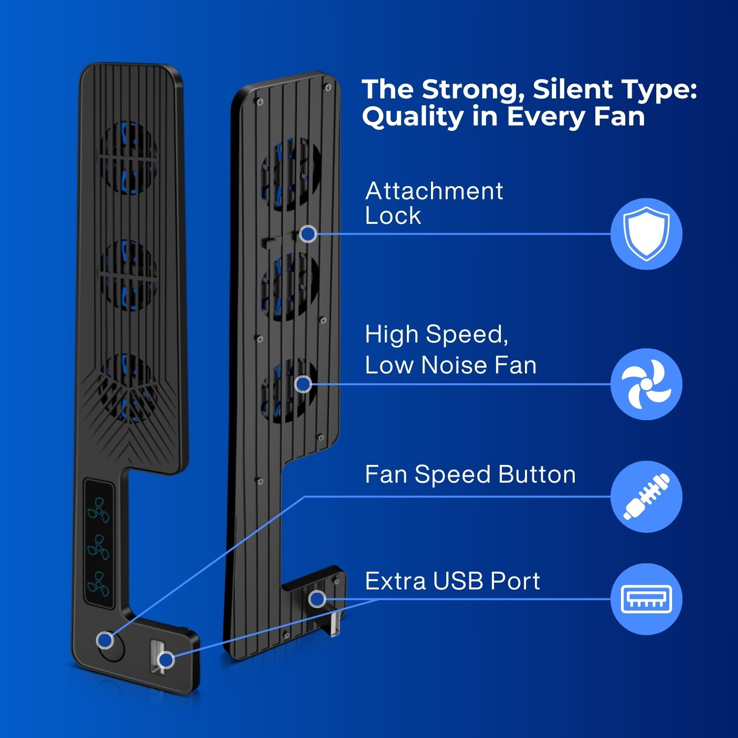 Robust and Lightweight Construction: Built with durable ABS material, our docking station with cooling fan for PS5 is designed to last, providing dependable cooling while remaining lightweight for portability