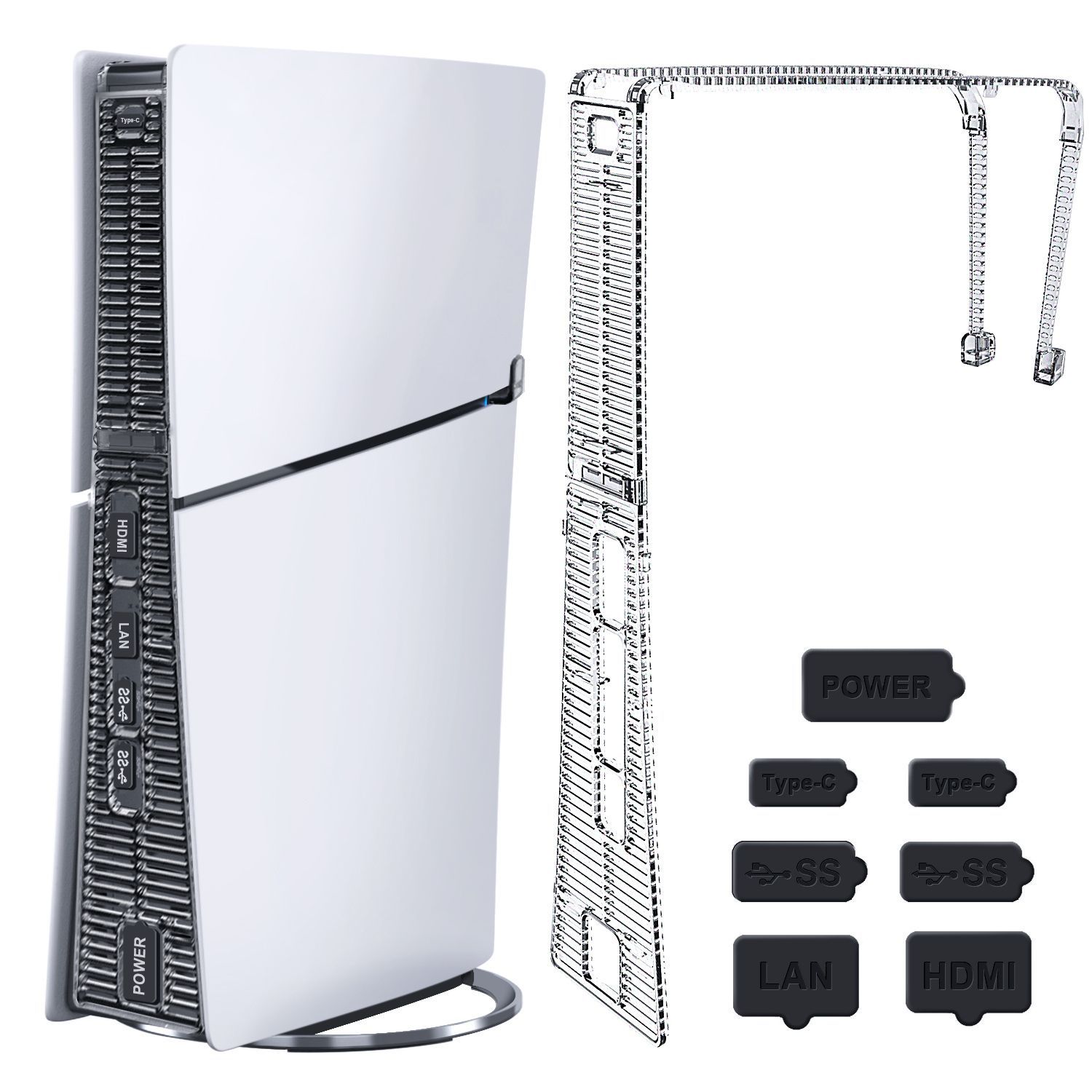 Dust Cover for PS5 Slim Console - Protective Dust Filter for PS5 Slim Disc & Digital Edition -  Precision Fit Dust Prevention Plug Set Cover for Playstation 5 Slim, Filters Dust and Pet Hair