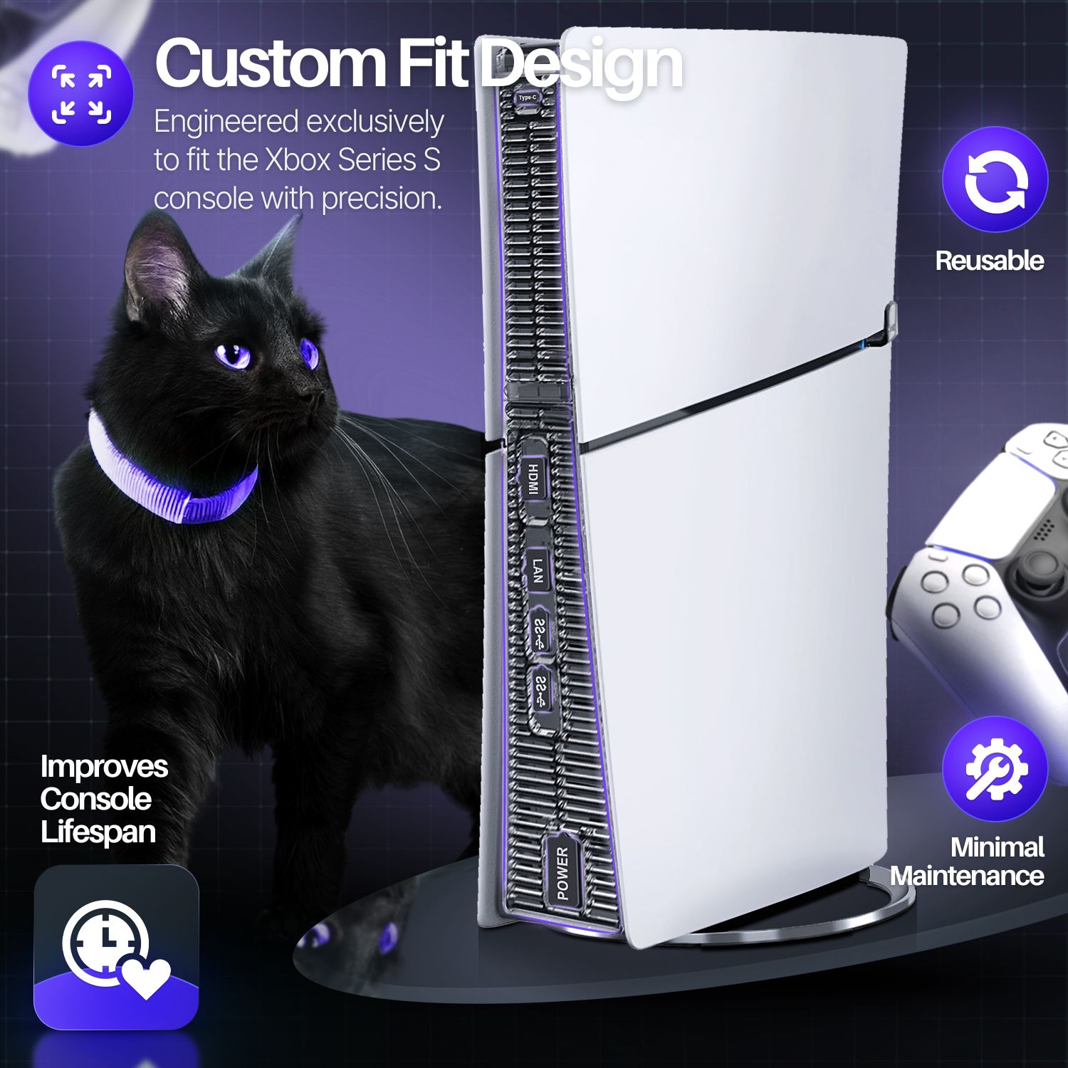 Durable and Reusable: Our dust protector for PS5 Slim is crafted for longevity. The dust cover and dustproof plugs can be repeatedly used to maintain their quality