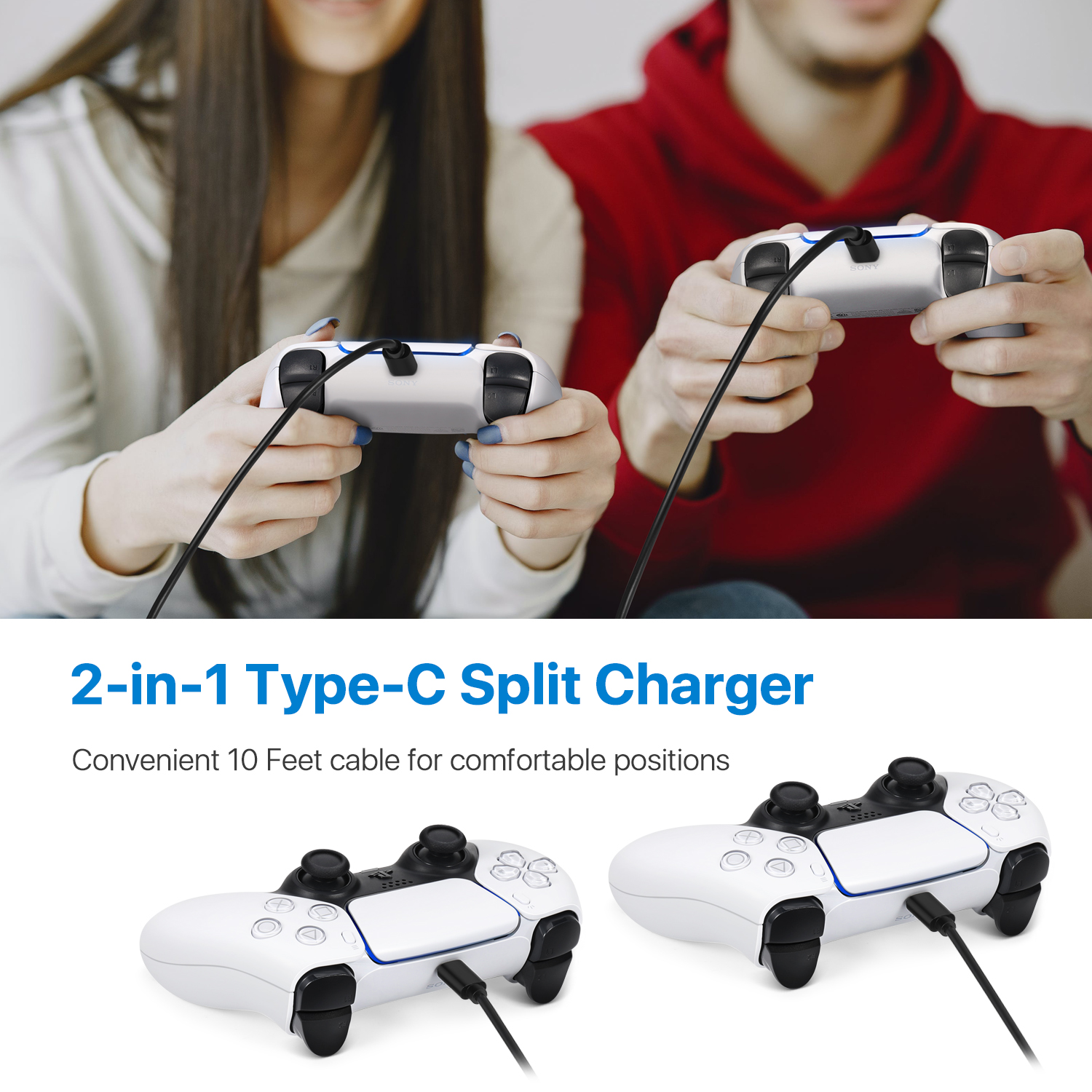 Universal Compatibility - Type-c port supports the Nintendo Switch, Switch Lite, Switch Pro controller, PS5 DualSense, Xbox One Series X controller, and other type c supported devices including PC, Tablets, and Smartphone