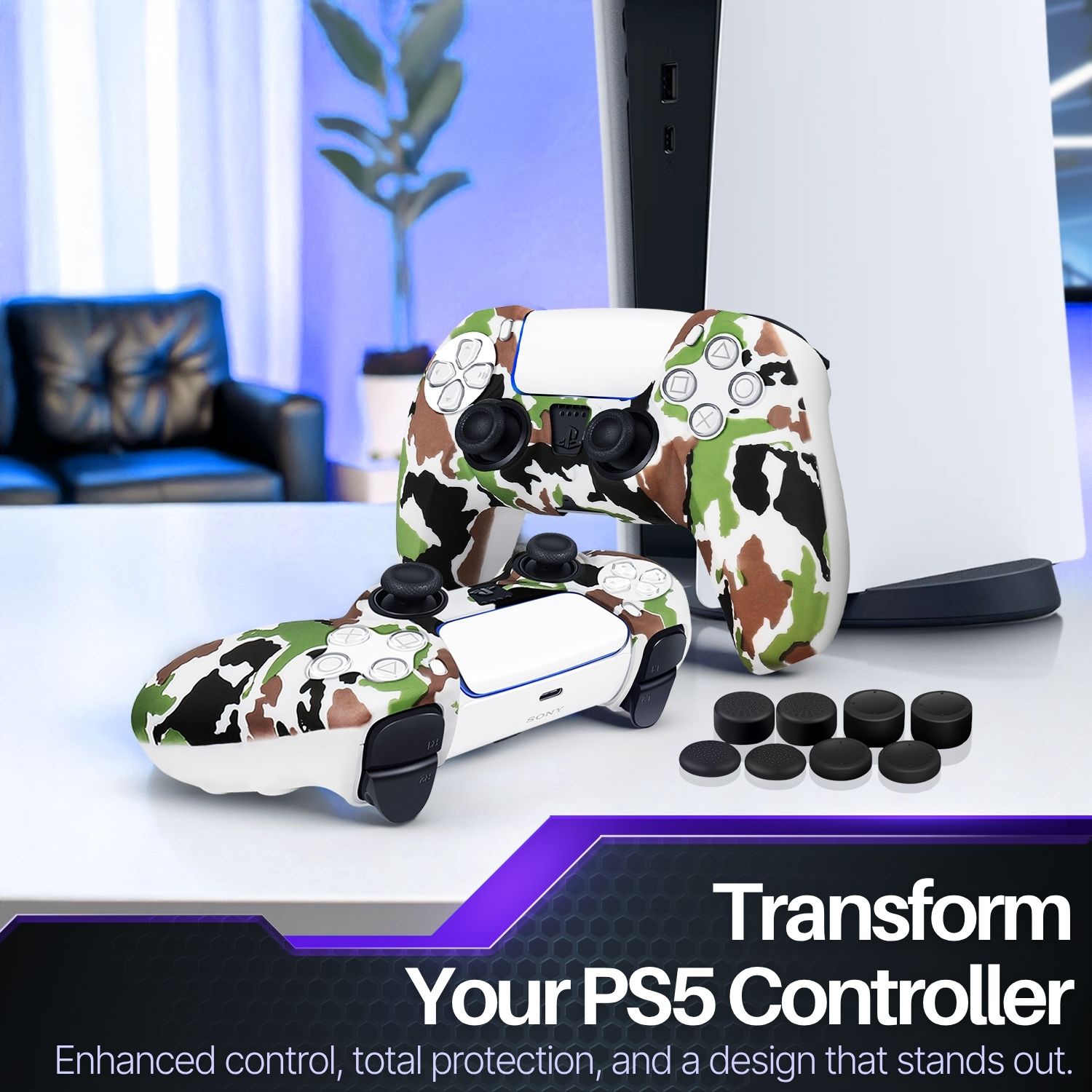 Silicone Skin For PS5 Dualsense Controller - Keep your controller safe and protected in style with this silicone skin case. Compatible with Playstation 5 Dualsense Controller. Add a splash of color to your controller and provide an instant all around protection from scratches, dirt, dust and grease caused by everyday use