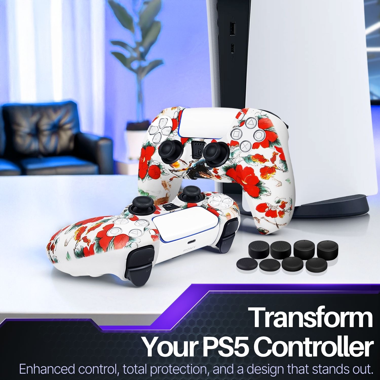 Silicone Skin For PS5 for DualSense Controller - Keep your controller safe and protected in style with this silicone skin case. Compatible with Playstation 5 for DualSense Controller. Add a splash of color to your controller and provide an instant all around protection from scratches, dirt, dust and grease caused by everyday use