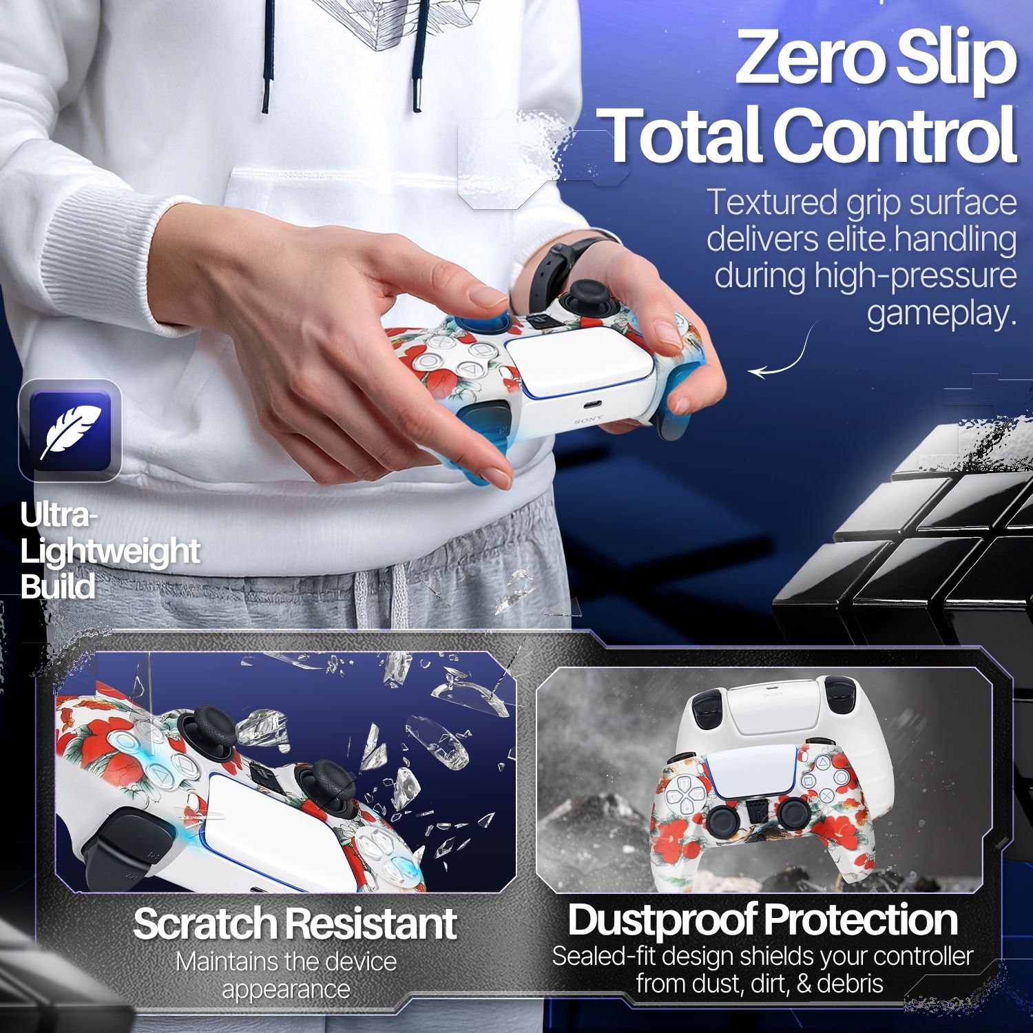Fight Sweaty Hands - Experience our soft-touch silicone controller cover, anti-sweat surface which lessens hand fatigue and adds another element of grip, perfect for extended gaming sessions