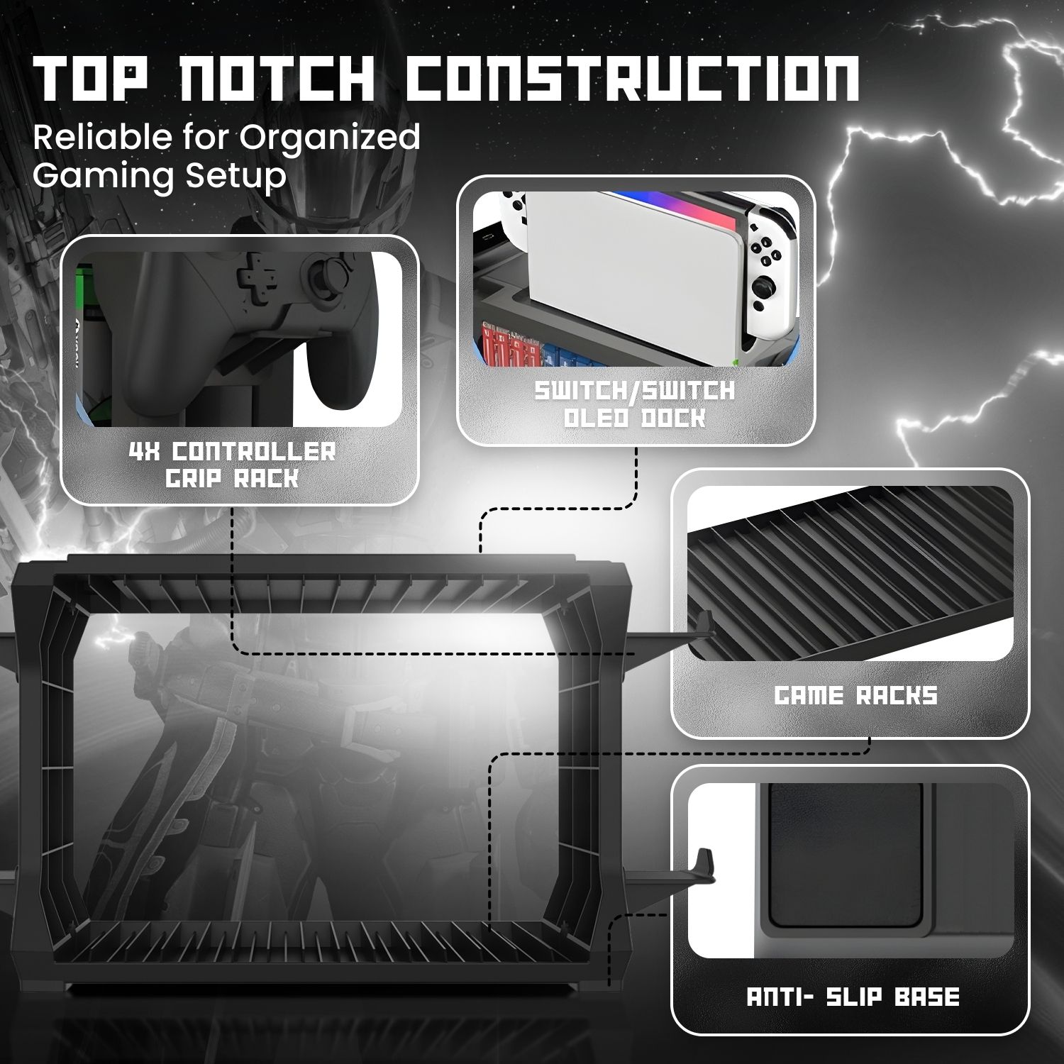 Easy to Assemble - Place the base horizontally and insert 2 support columns. Finish!