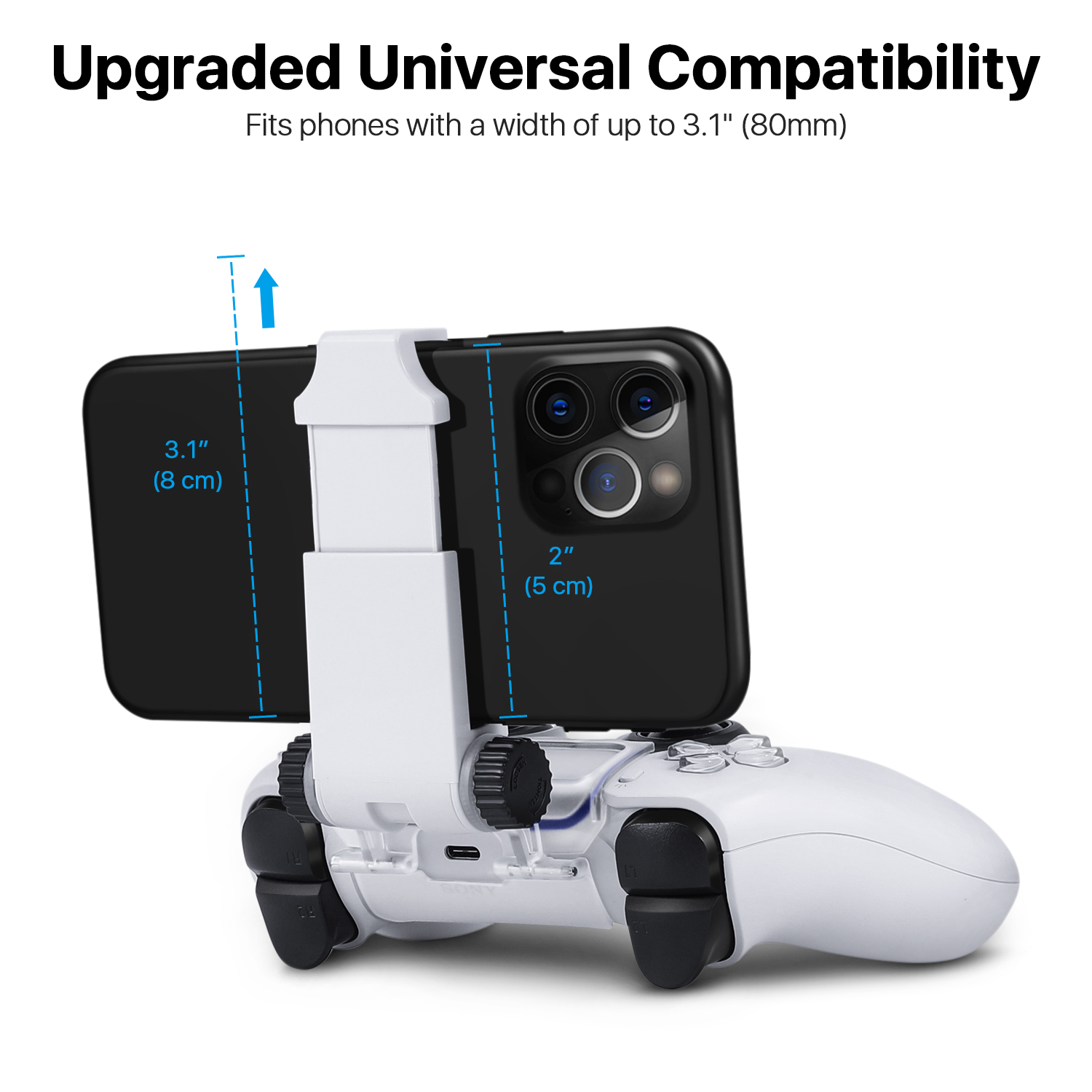 Secure Lock Structure - This phone mount has a well-designed lightweight and sturdy clamp that fits perfectly onto your Playstation 5 DualSense Controller. Easily wraps around the controller and holds securely in place